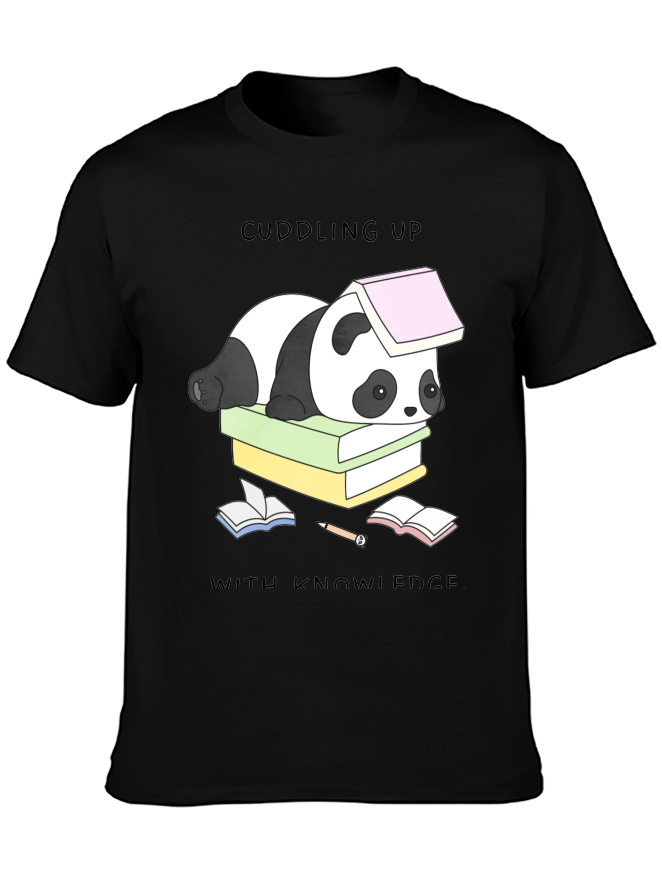 Cuddling Up With Knowledge Panda T-Shirt