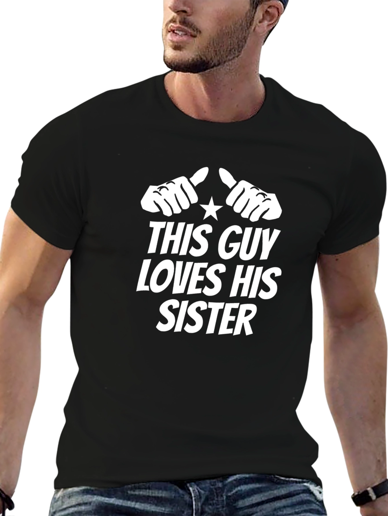 This Guy Loves His Sister Black Graphic Tee