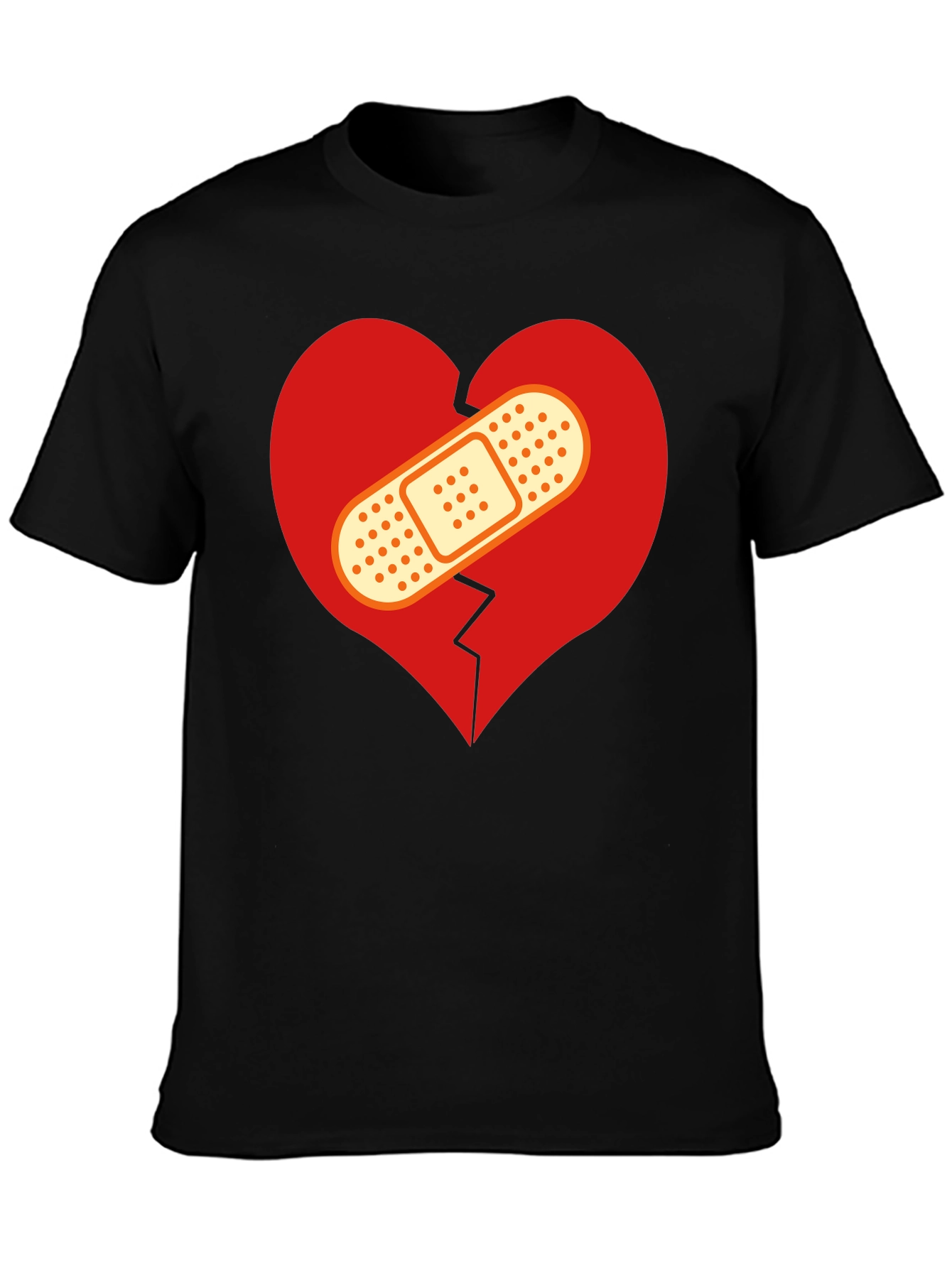 Mended Heart Graphic T-Shirt - Black Crew Neck Tee