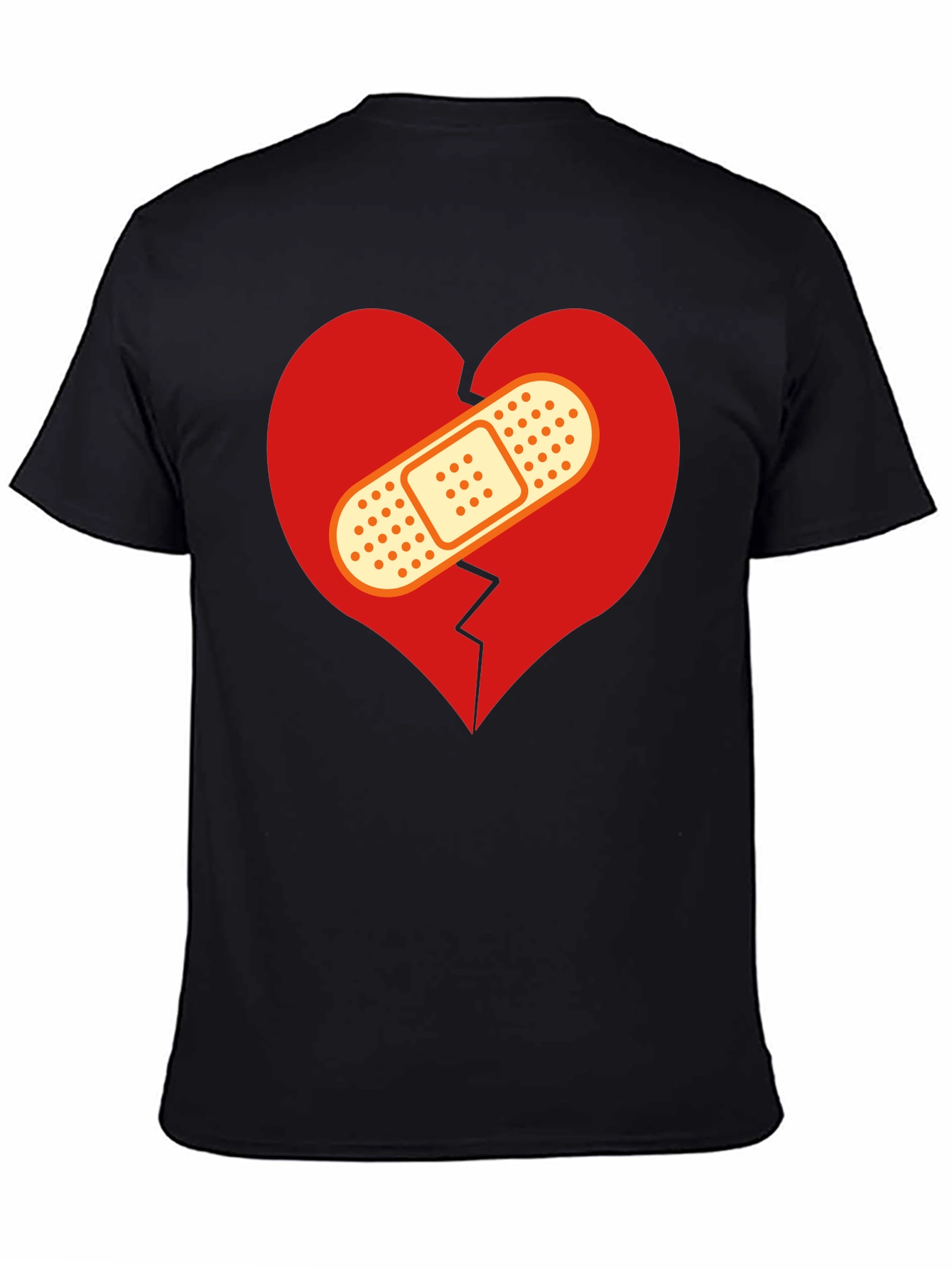Mended Heart Graphic T-Shirt - Black Crew Neck Tee