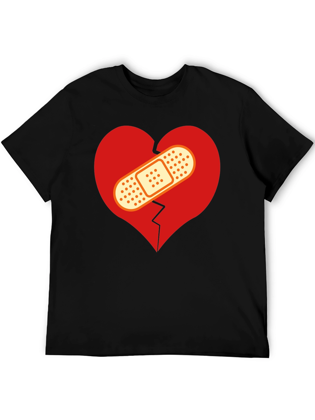 Mended Heart Graphic T-Shirt - Black Crew Neck Tee