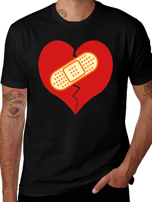 Mended Heart Graphic T-Shirt - Black Crew Neck Tee