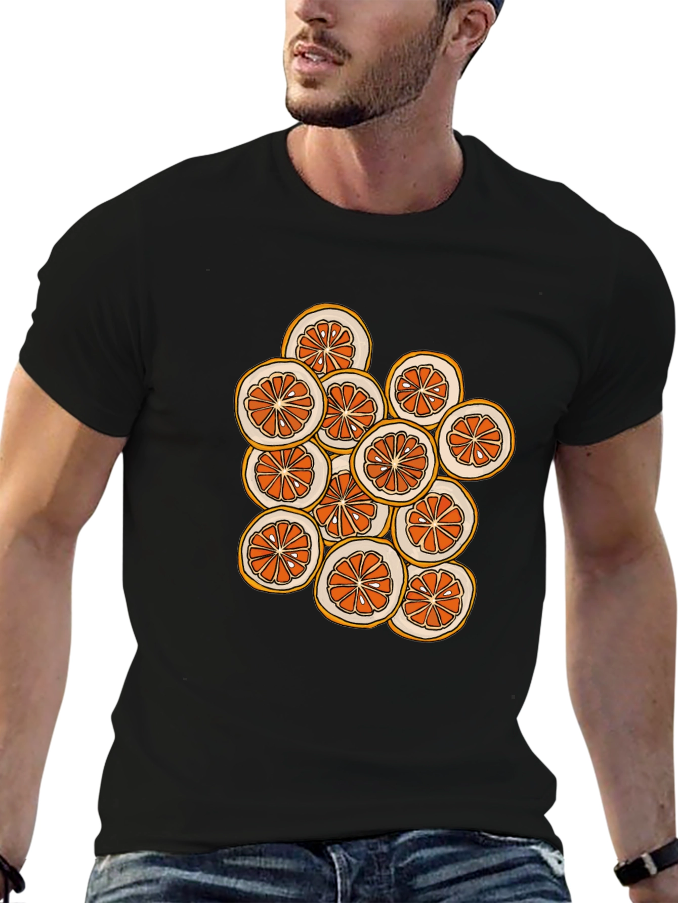 Citrus Slice Graphic Tee - Stylish Black T-Shirt