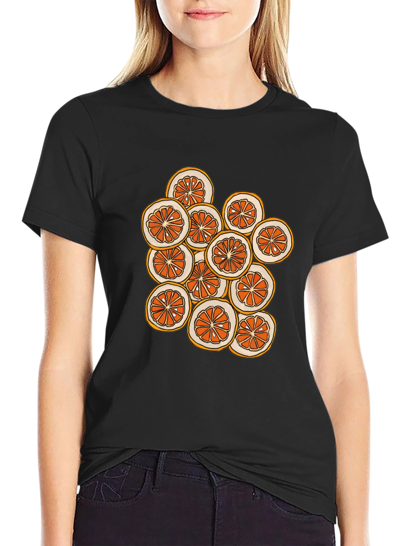 Citrus Slice Graphic Tee - Stylish Black T-Shirt
