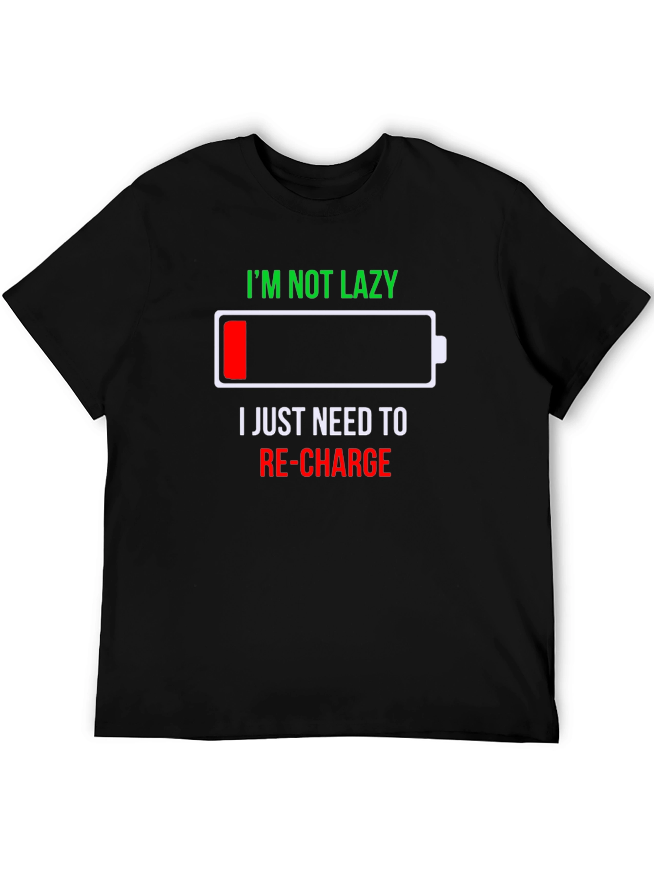 Recharge Low Battery Graphic Mens T-Shirt