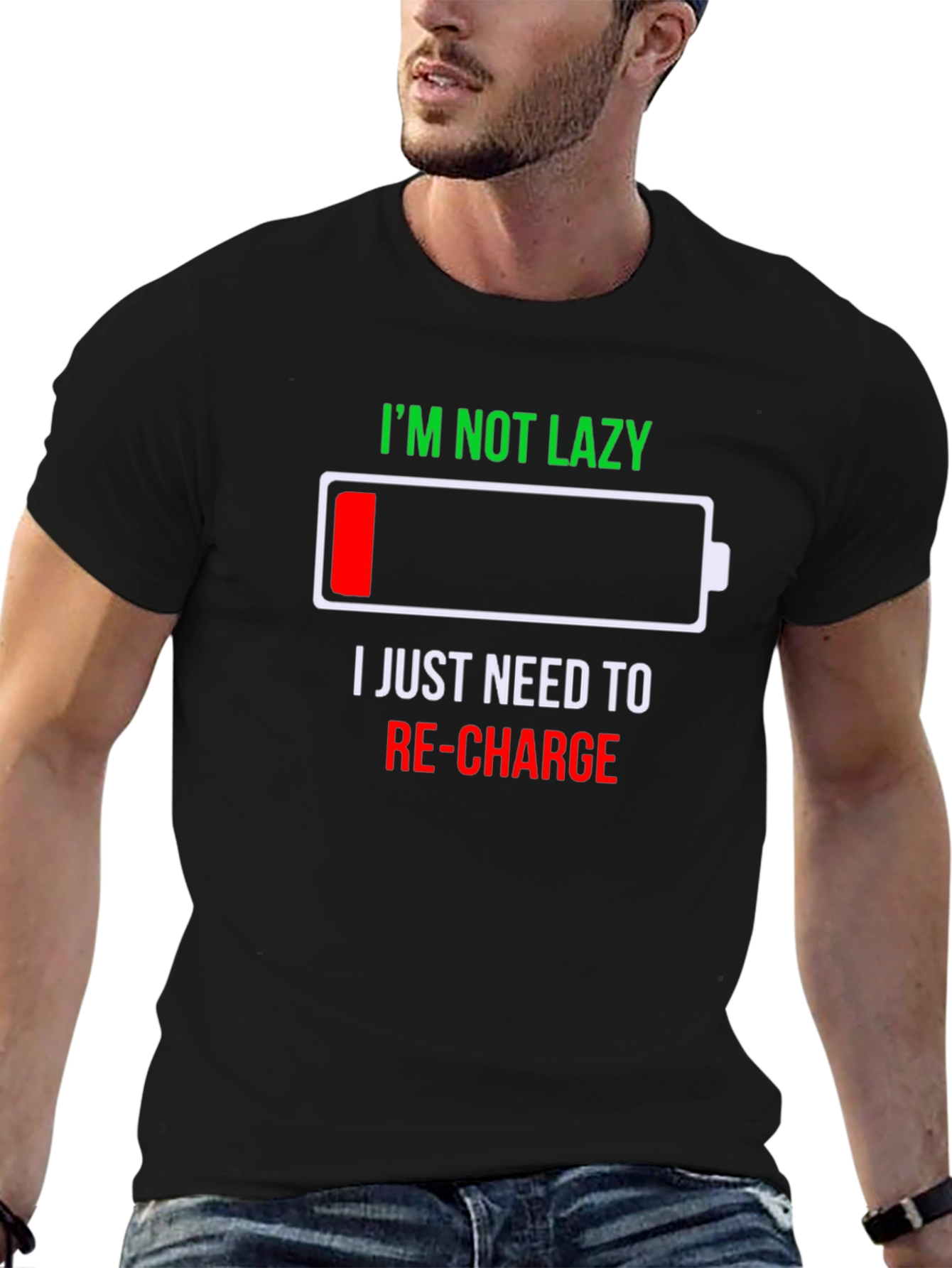 Recharge Low Battery Graphic Mens T-Shirt