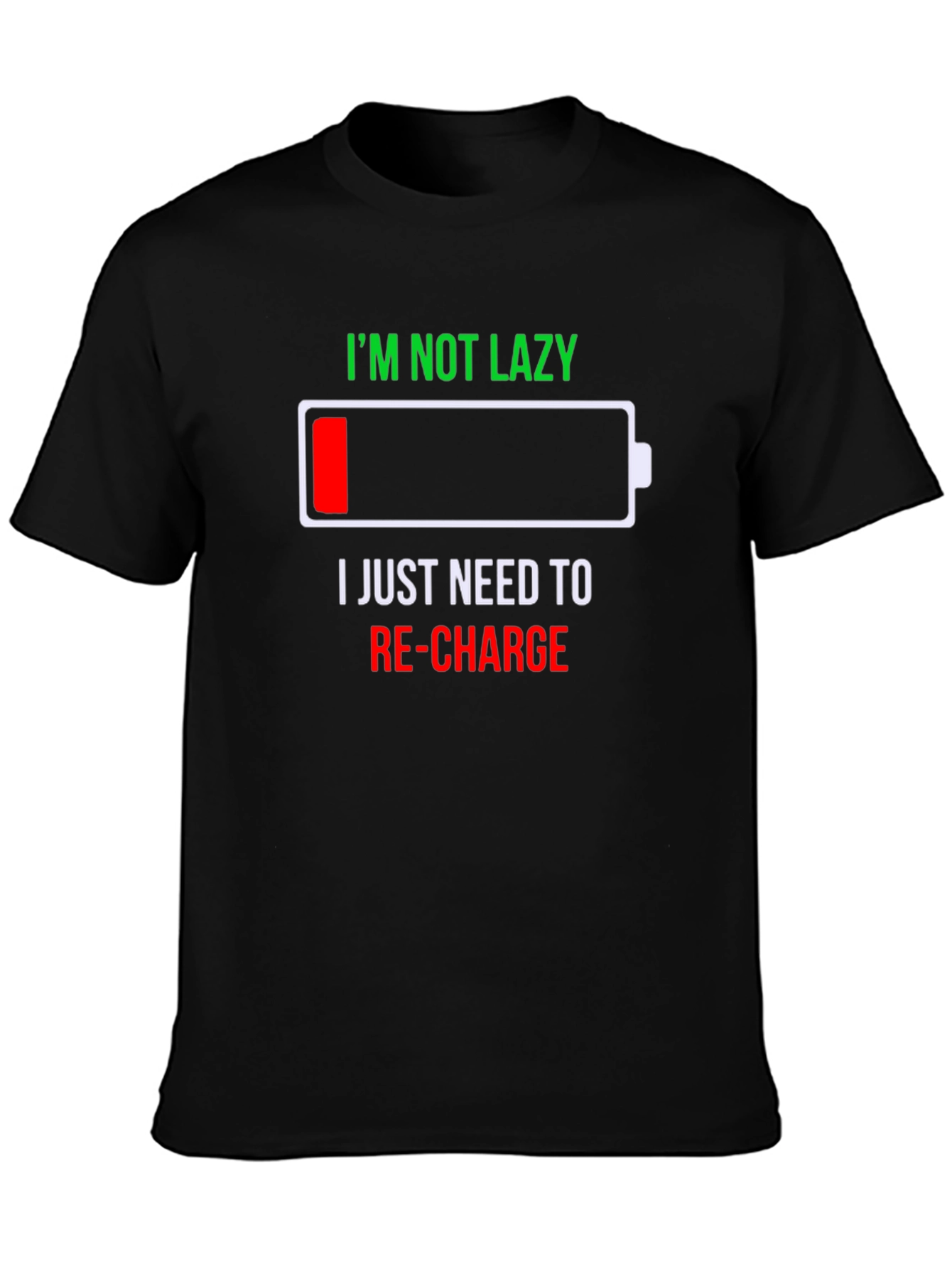 Recharge Low Battery Graphic Mens T-Shirt