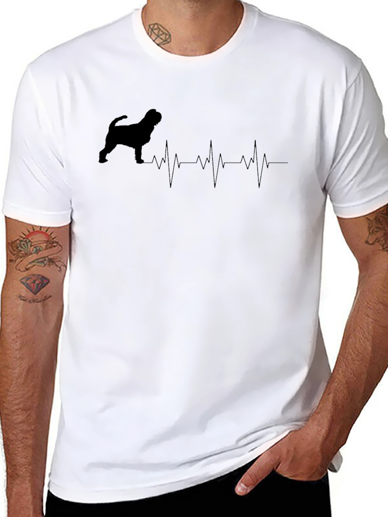Dog Heartbeat Graphic Tee - Black