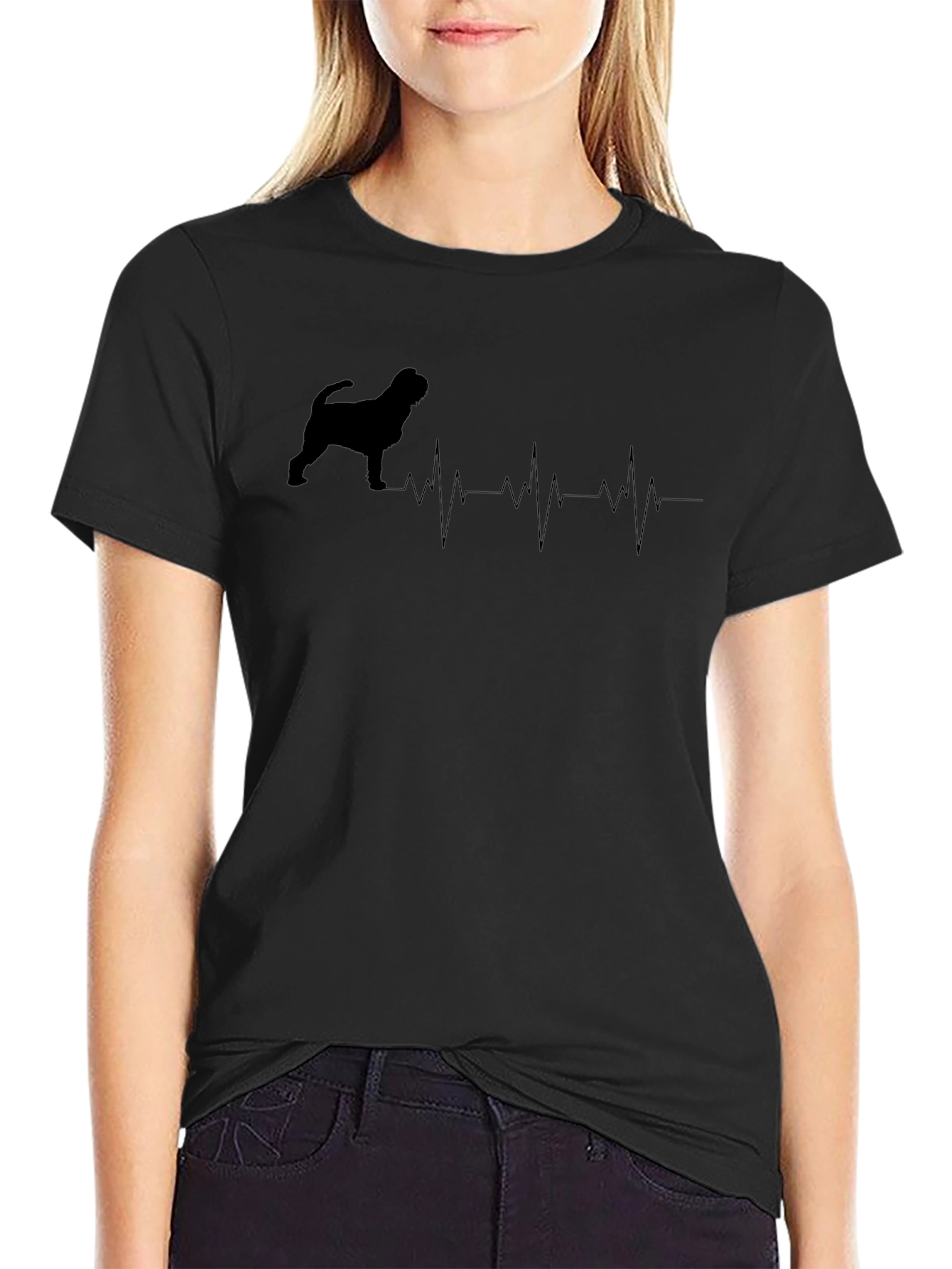 Dog Heartbeat Graphic Tee - Black