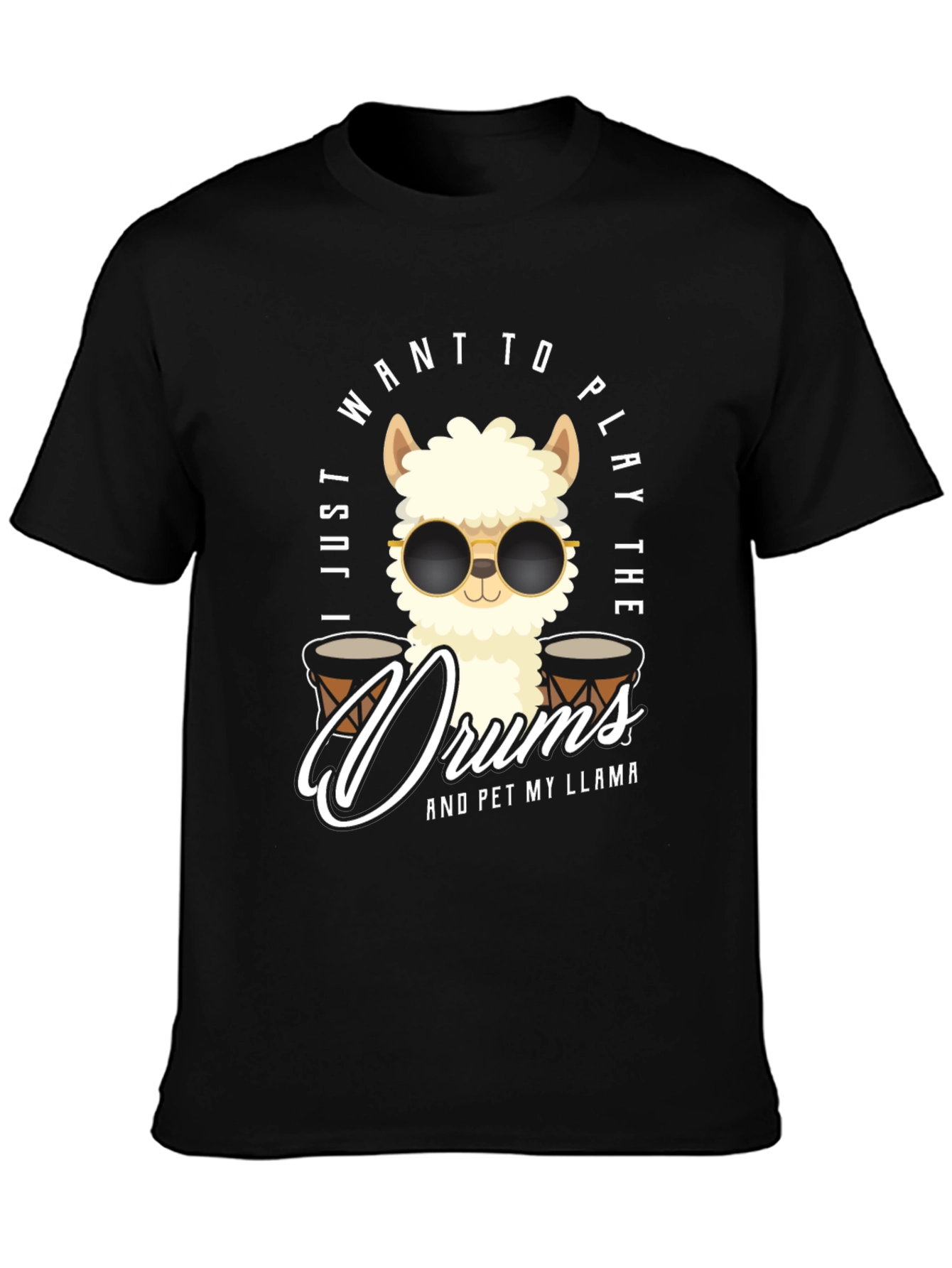 Play Drums Llama T-Shirt Funny Pet My Llama Tee