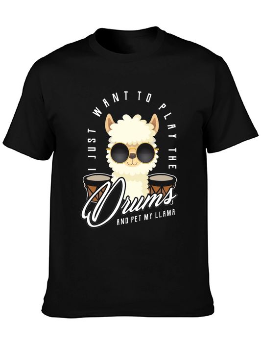 Play Drums Llama T-Shirt Funny Pet My Llama Tee