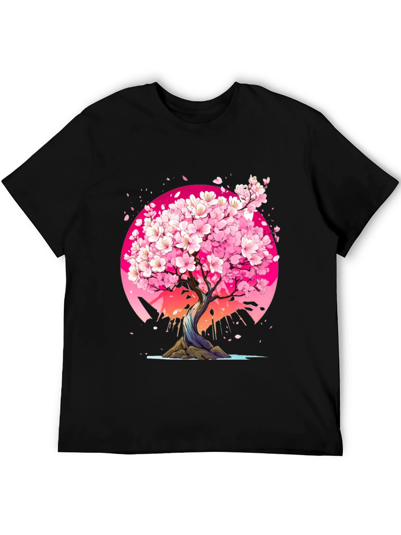 Cherry Blossom Tree Graphic Tee - Black