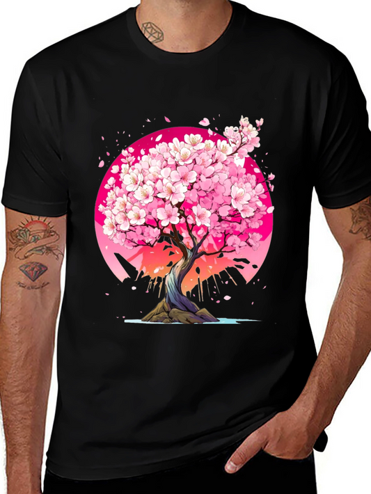 Cherry Blossom Tree Graphic Tee - Black
