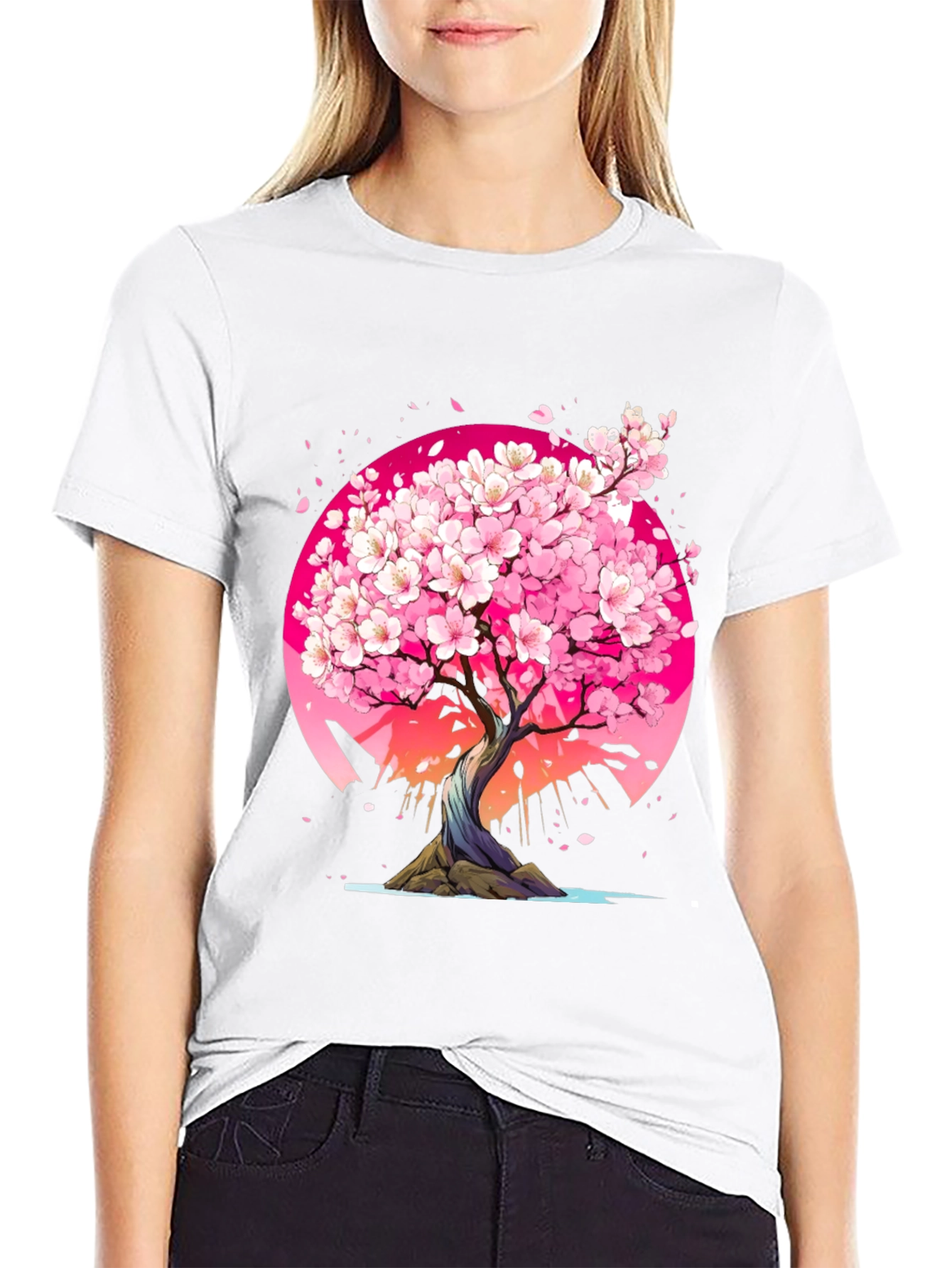 Cherry Blossom Tree Graphic Tee - Black