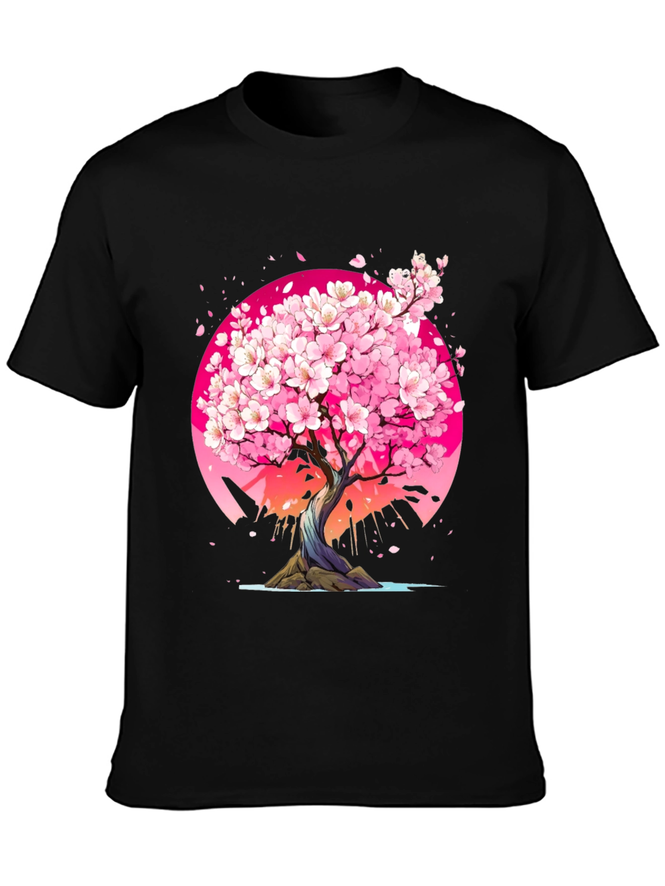 Cherry Blossom Tree Graphic Tee - Black