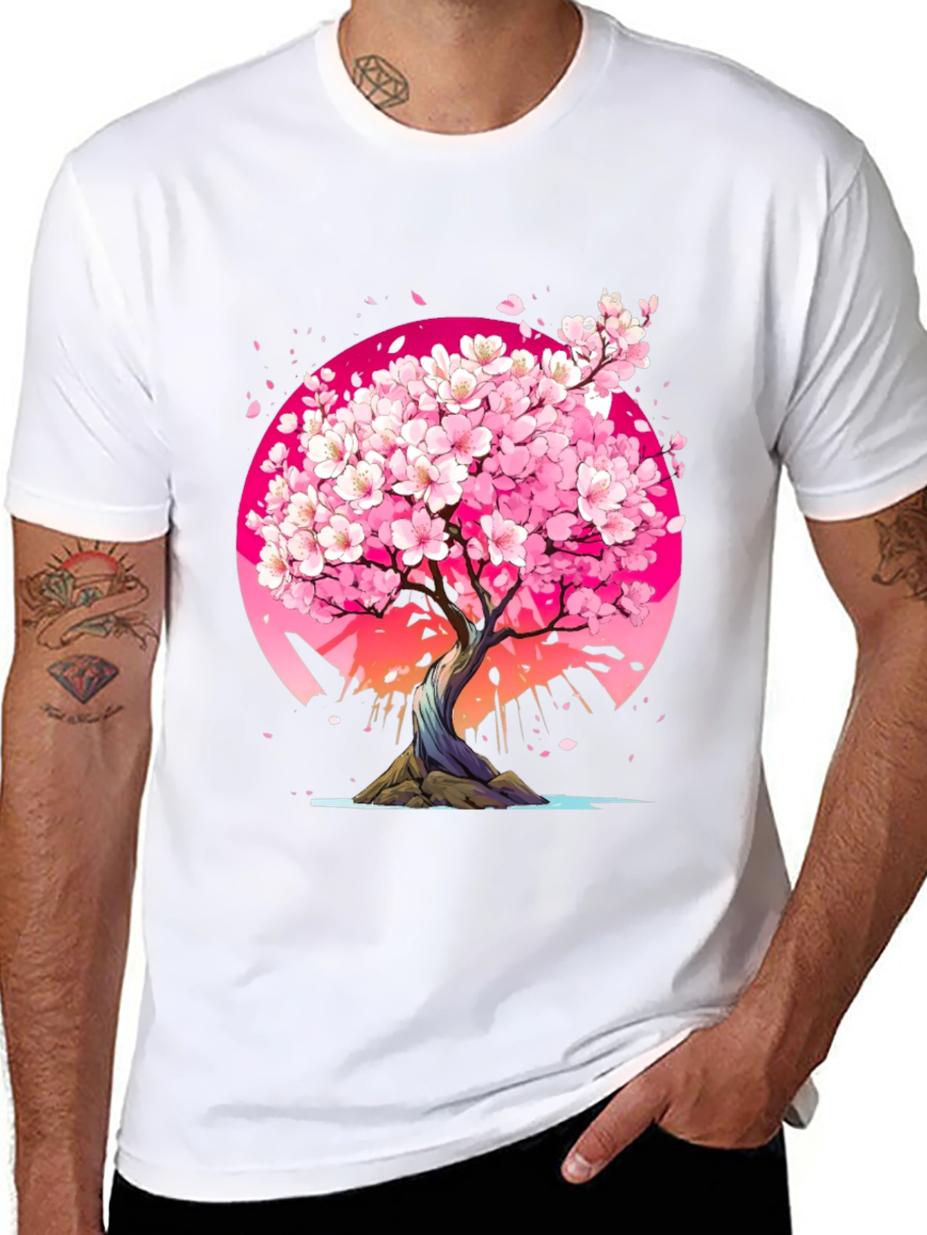 Cherry Blossom Tree Graphic Tee - Black
