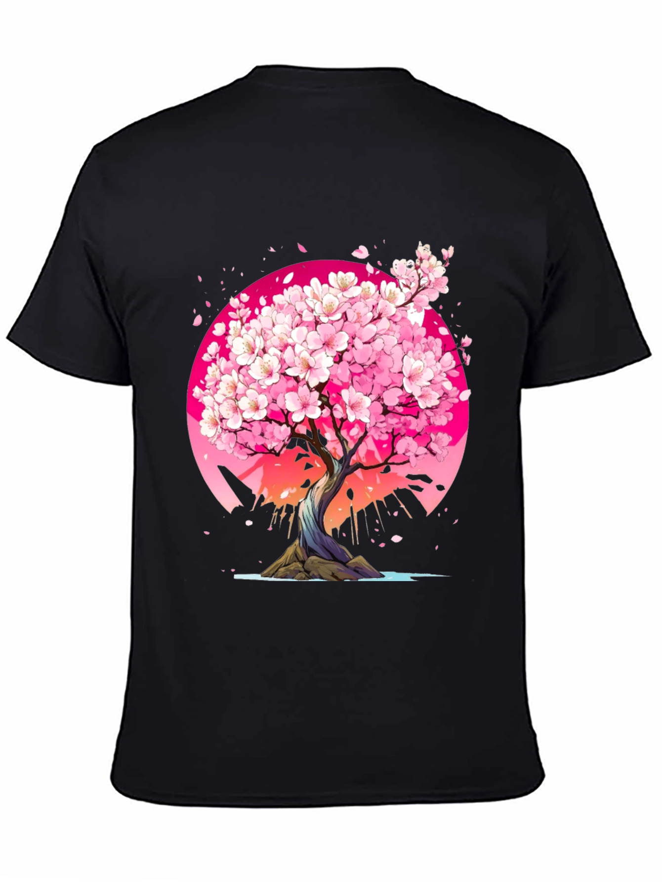 Cherry Blossom Tree Graphic Tee - Black