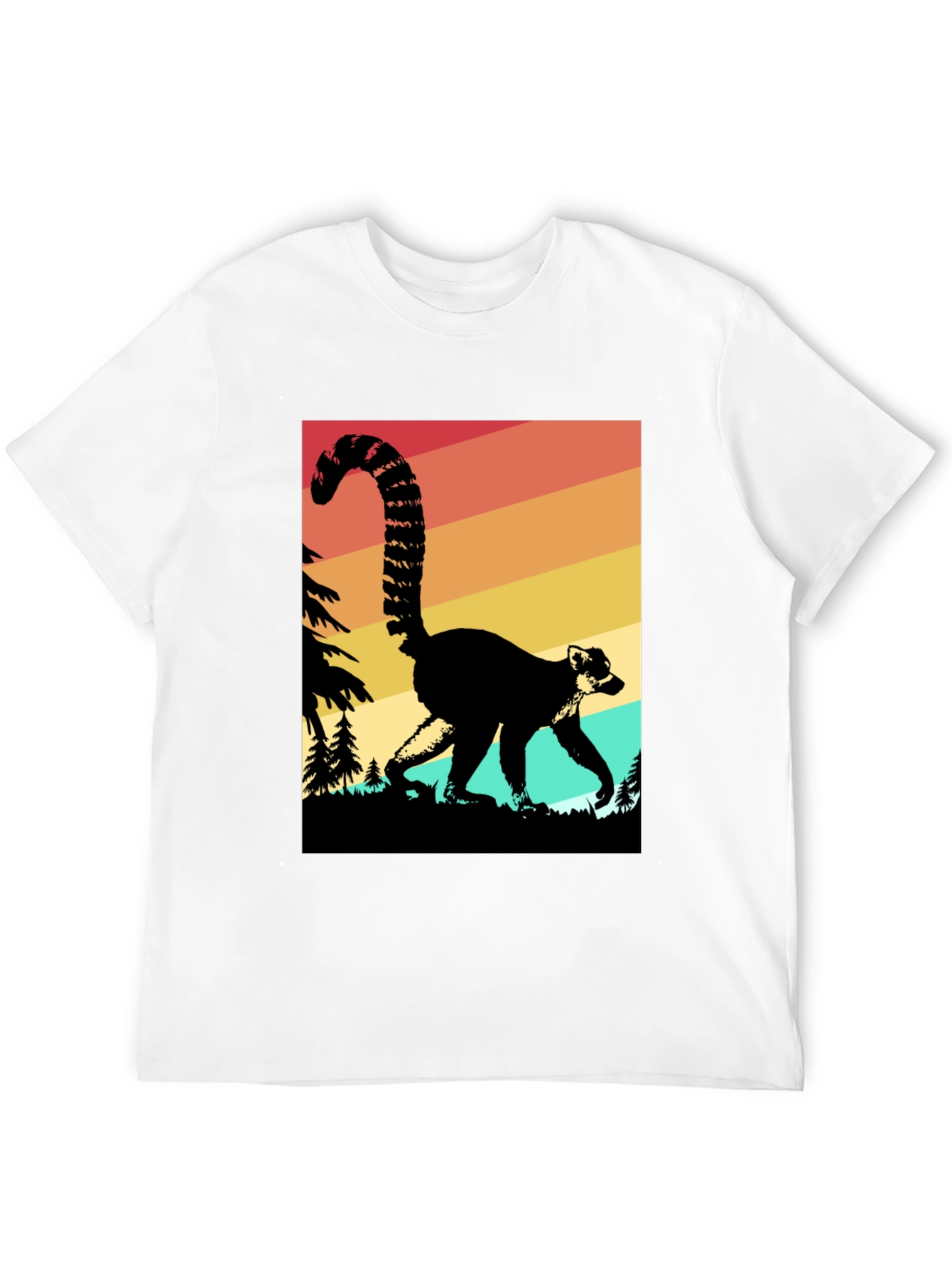 Retro Lemur Graphic Tee - Black Cotton Blend