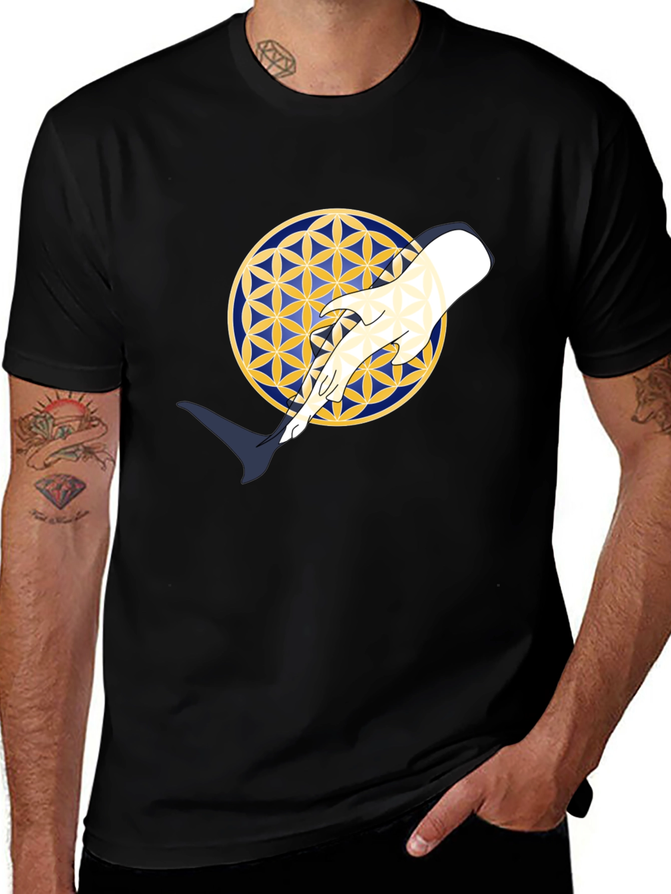 Geometric Hand Graphic Black T-Shirt