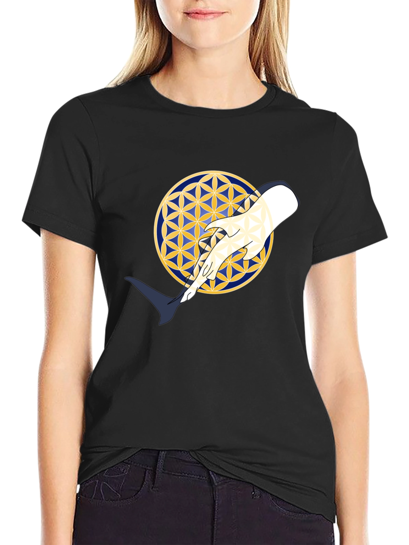 Geometric Hand Graphic Black T-Shirt