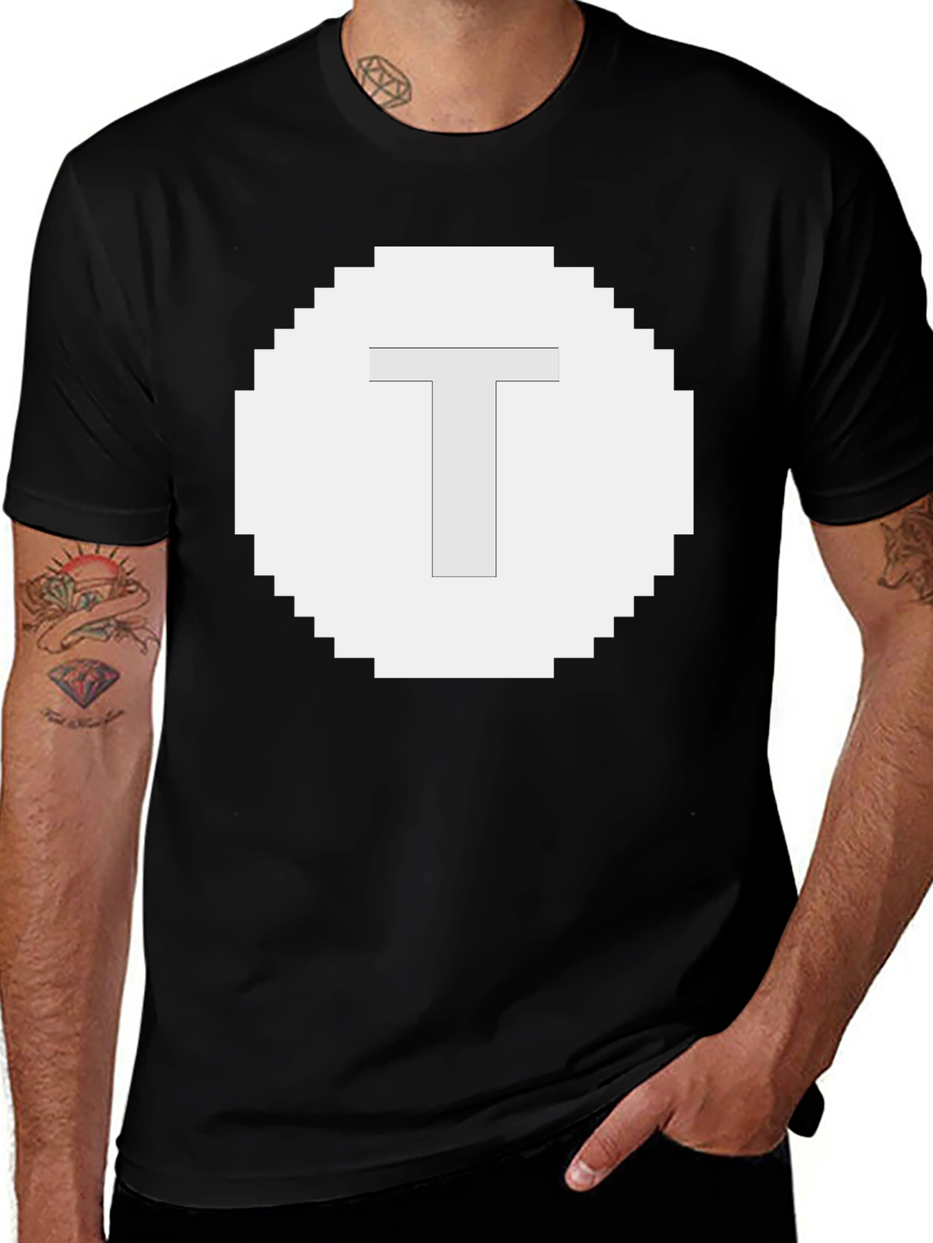 Pixel T Graphic Tee - Black Casual Shirt