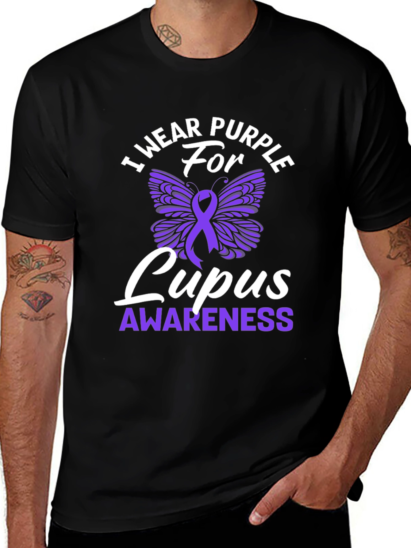 Purple Lupus Awareness Butterfly T-Shirt