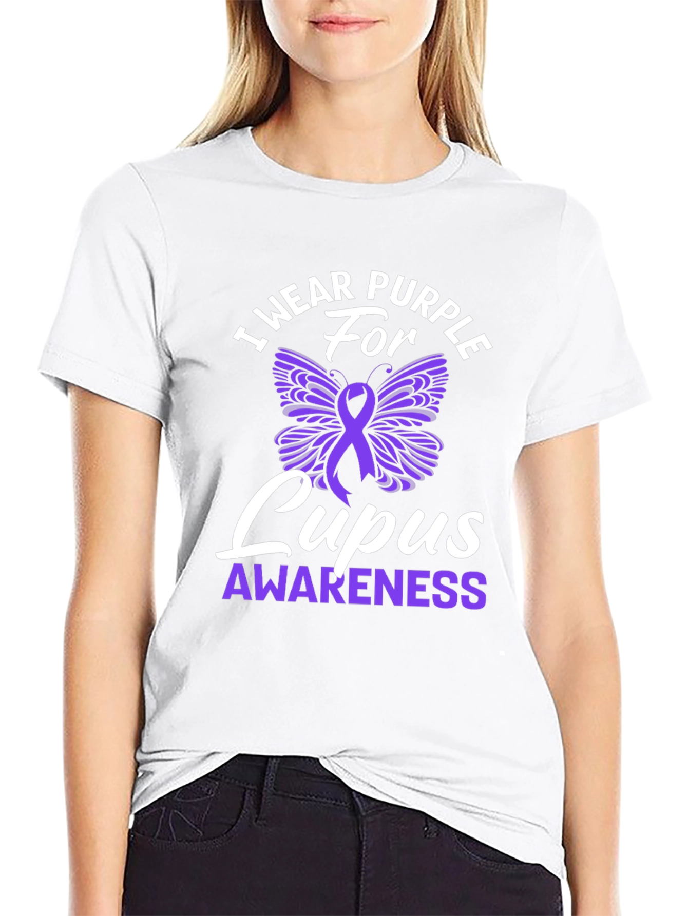 Purple Lupus Awareness Butterfly T-Shirt