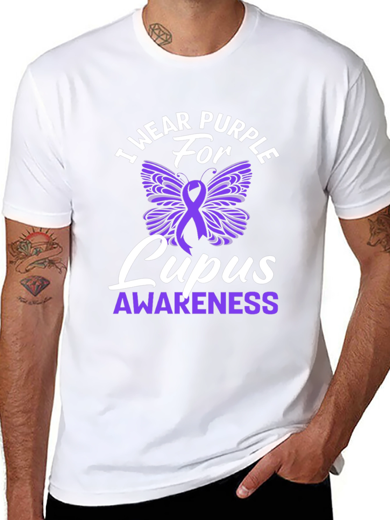 Purple Lupus Awareness Butterfly T-Shirt