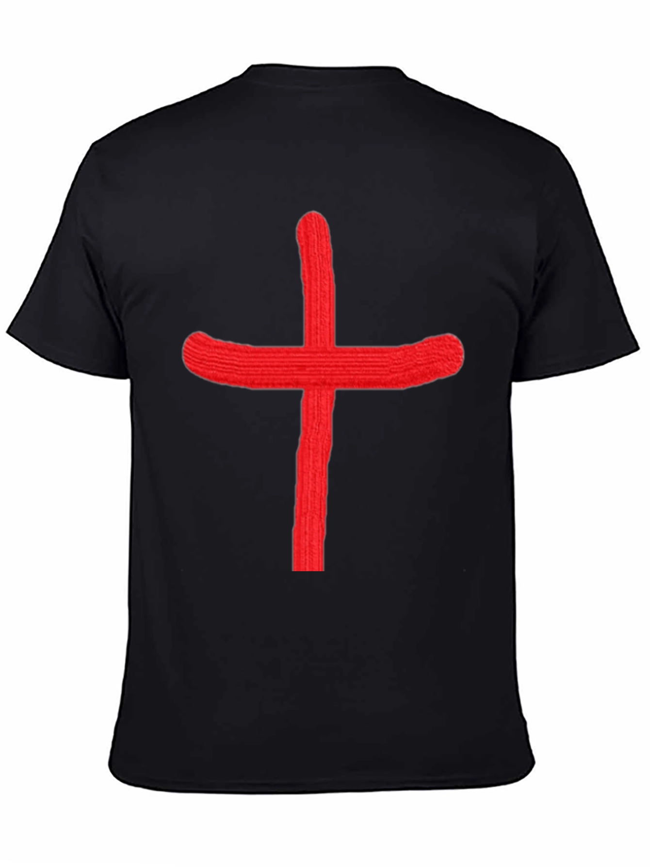 Bold Red Cross Graphic Black T-Shirt
