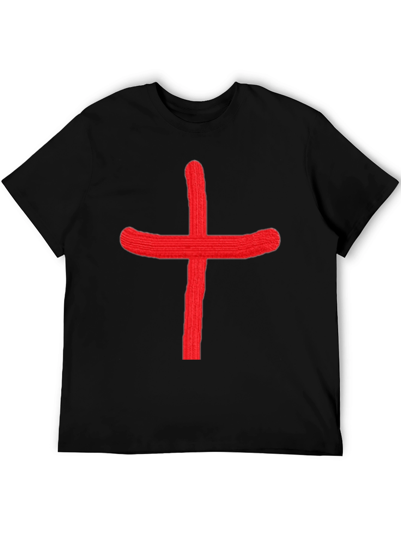 Bold Red Cross Graphic Black T-Shirt