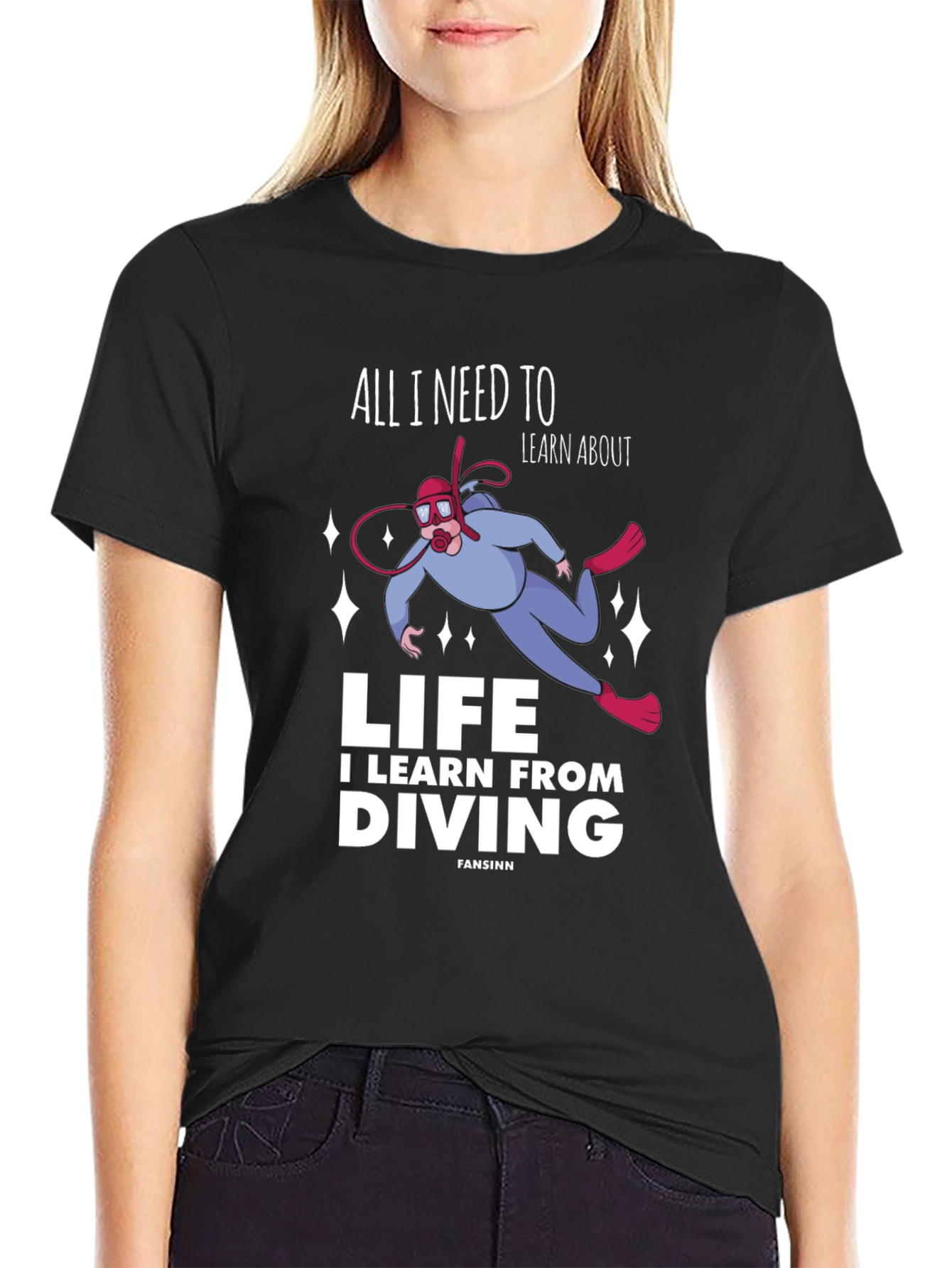 Diving Life Graphic T-Shirt - Unisex Black Tee