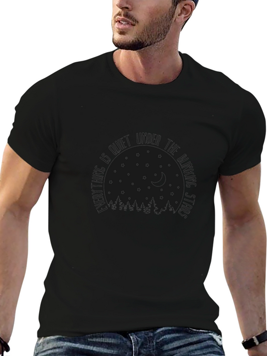 Mens Black Graphic Print Crew Neck T-Shirt