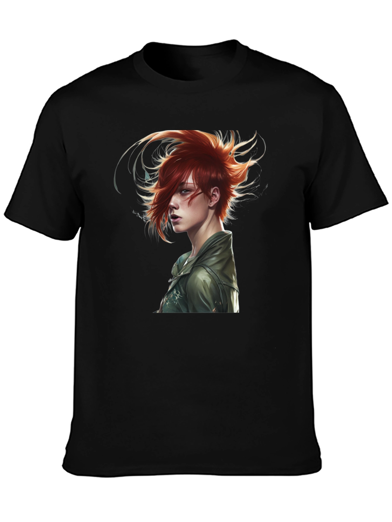 Edgy Anime Character Black T-Shirt