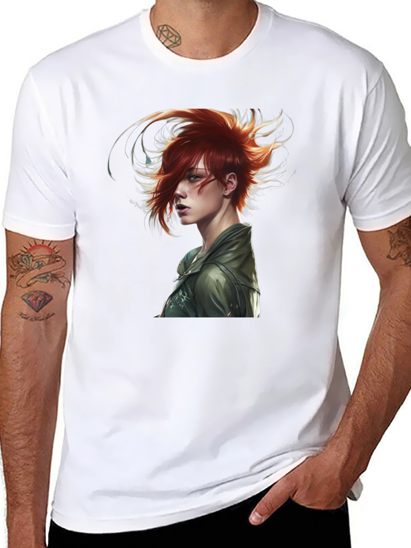Edgy Anime Character Black T-Shirt