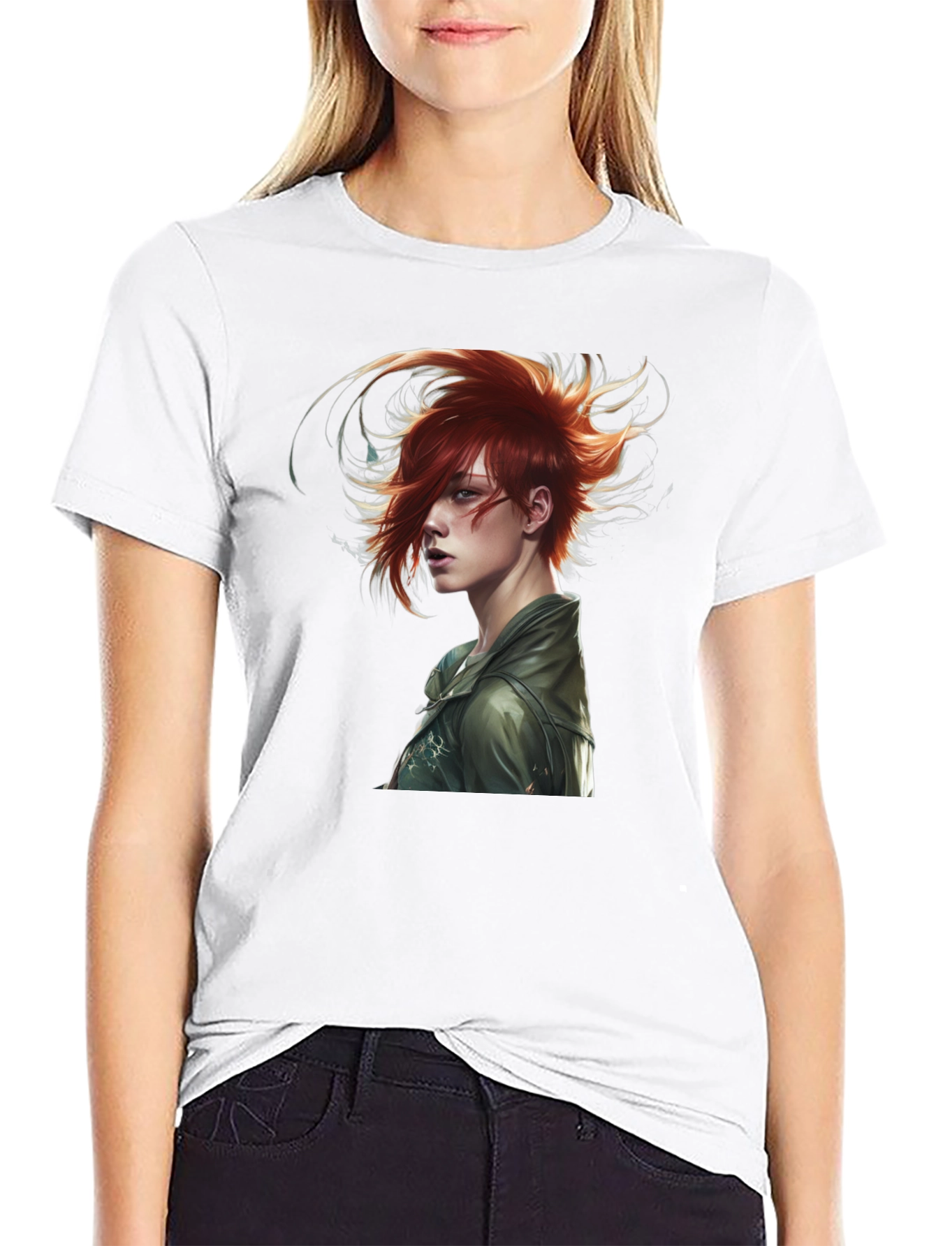Edgy Anime Character Black T-Shirt