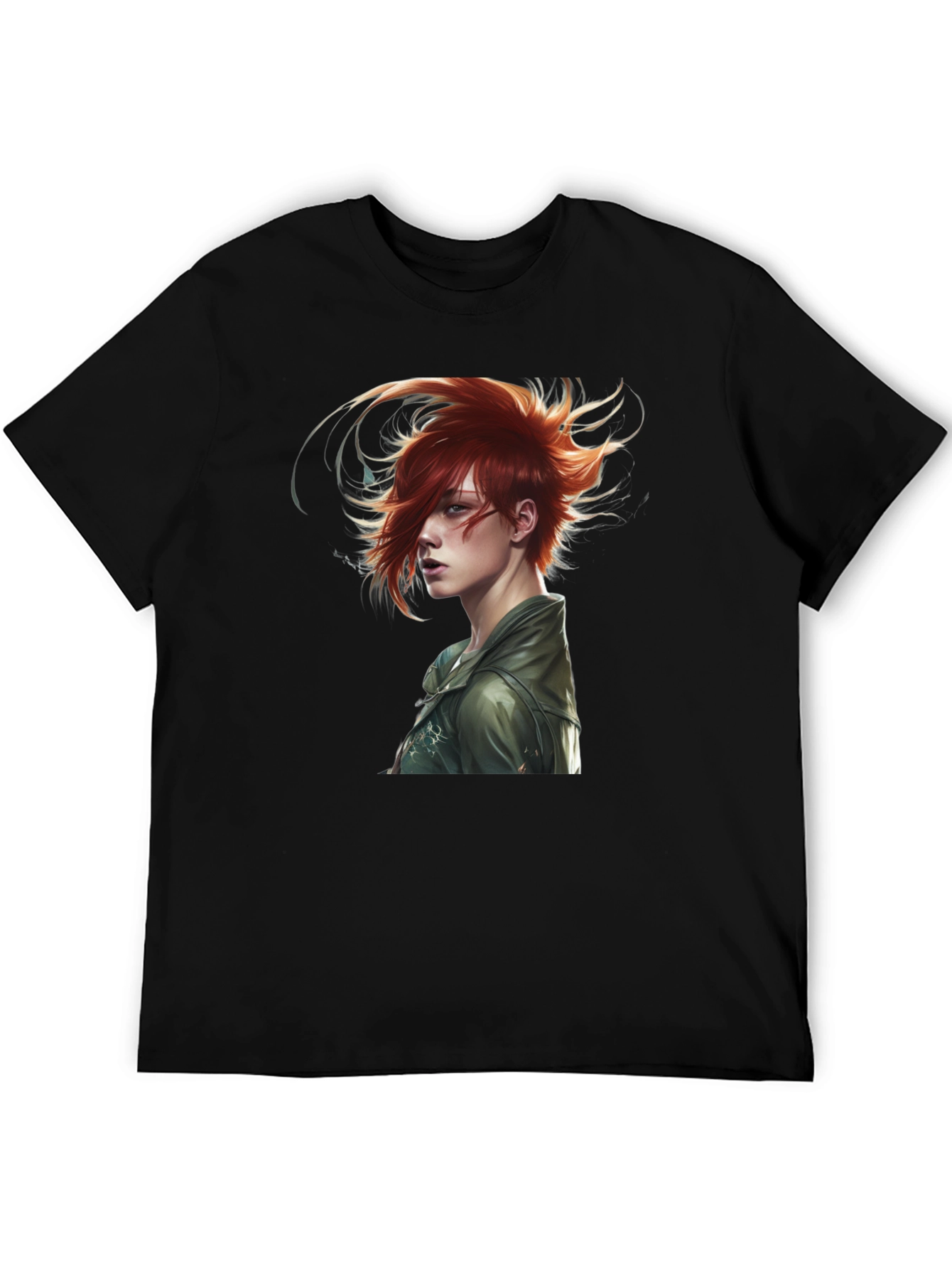 Edgy Anime Character Black T-Shirt