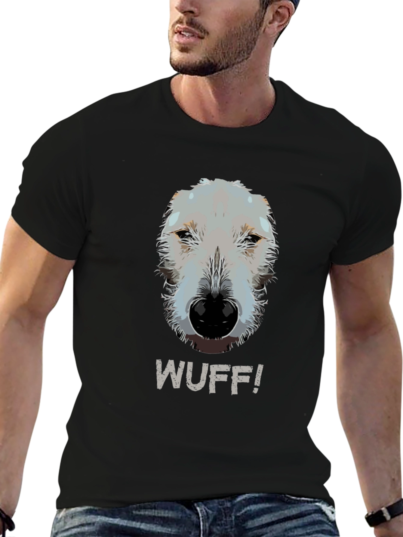 WUFF! Dog Graphic Tee - Casual Black T-Shirt