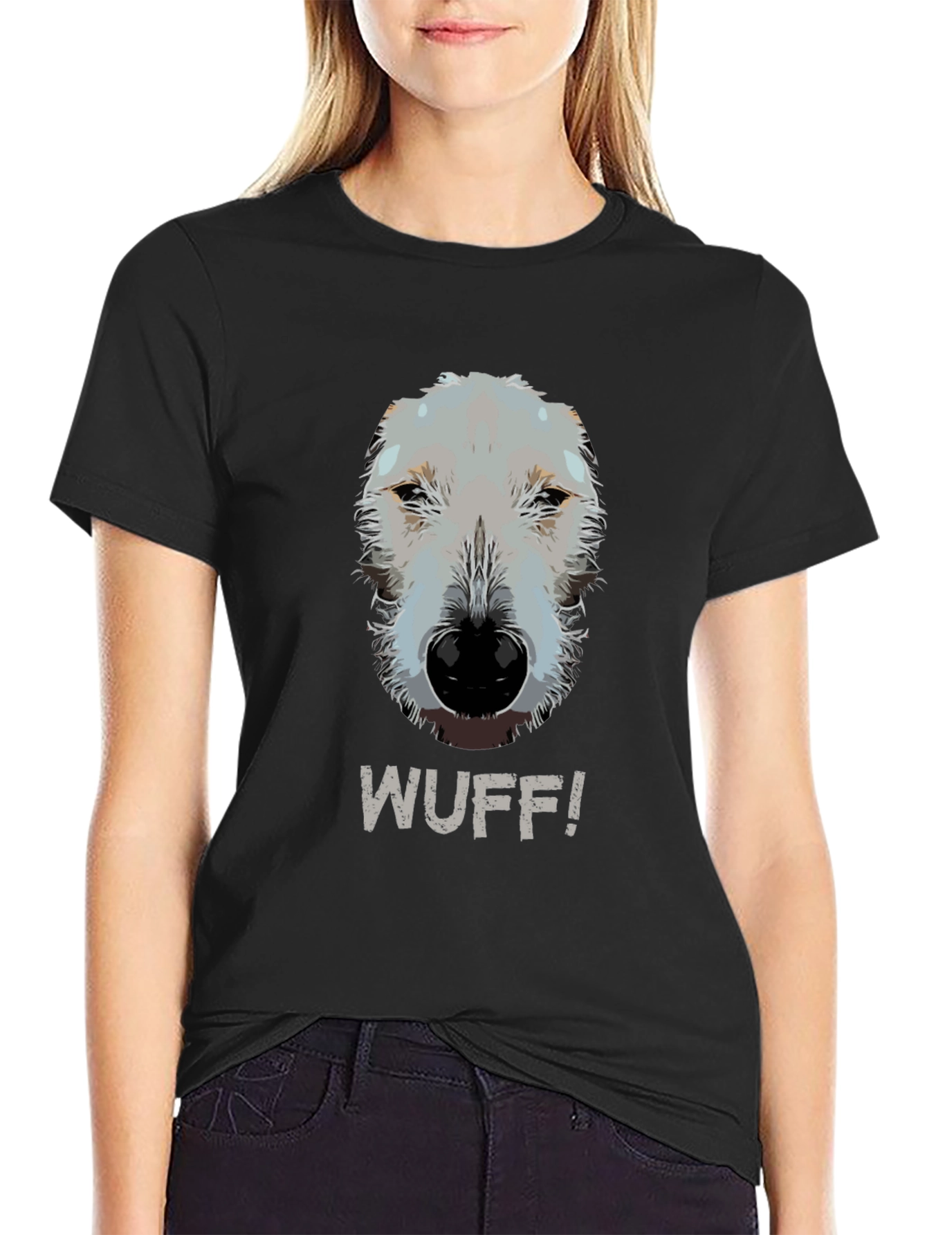 WUFF! Dog Graphic Tee - Casual Black T-Shirt