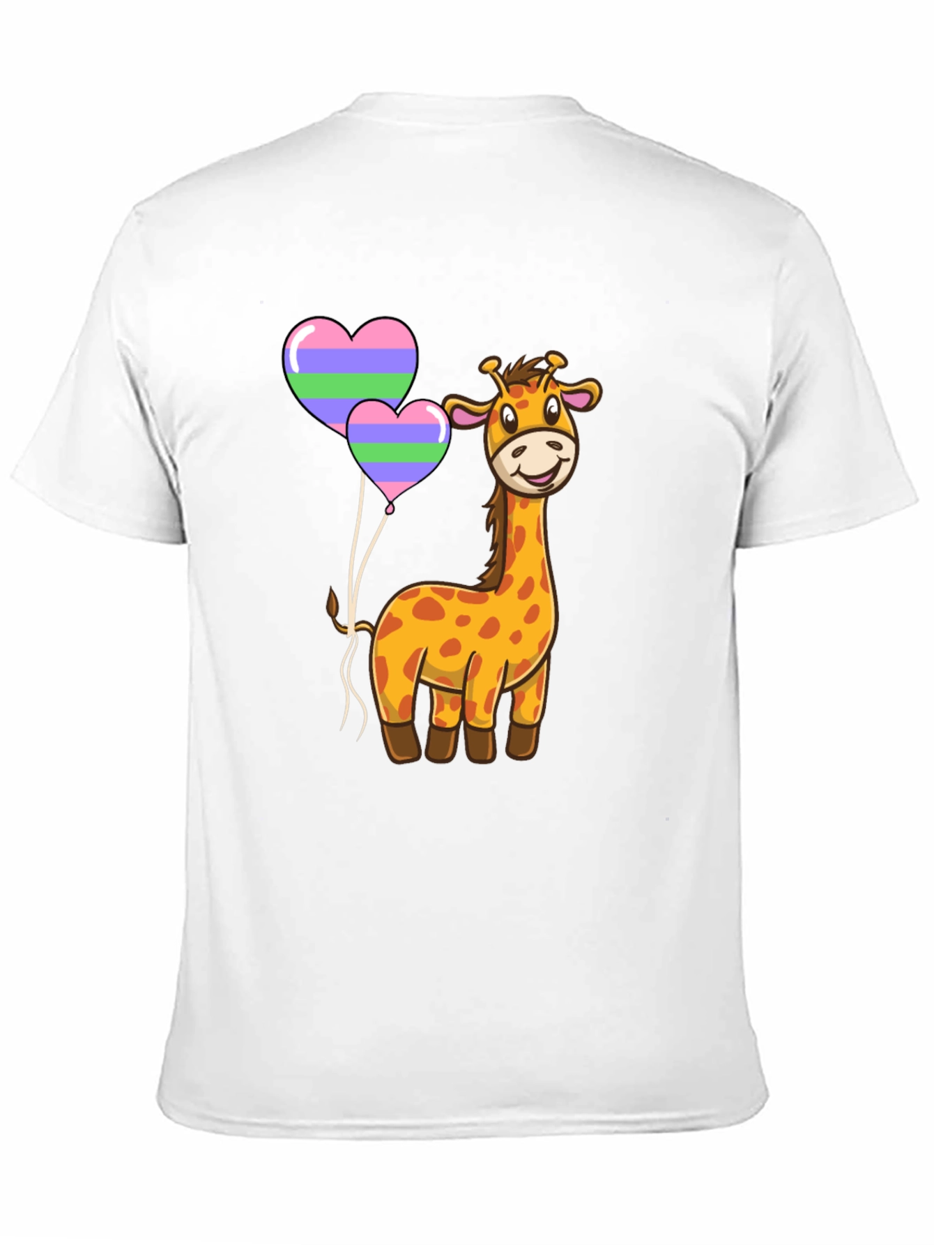 Cute Giraffe Heart Balloon Black T-Shirt