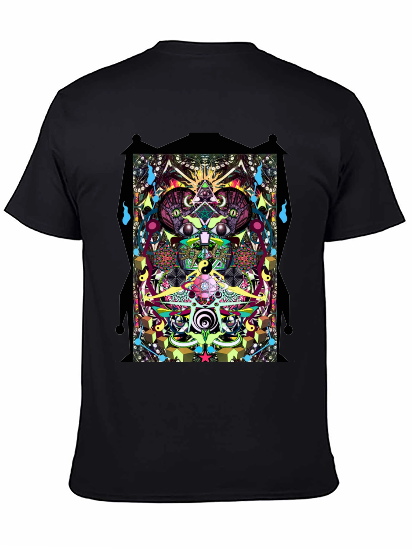 Psychedelic Graphic Print Black T-Shirt
