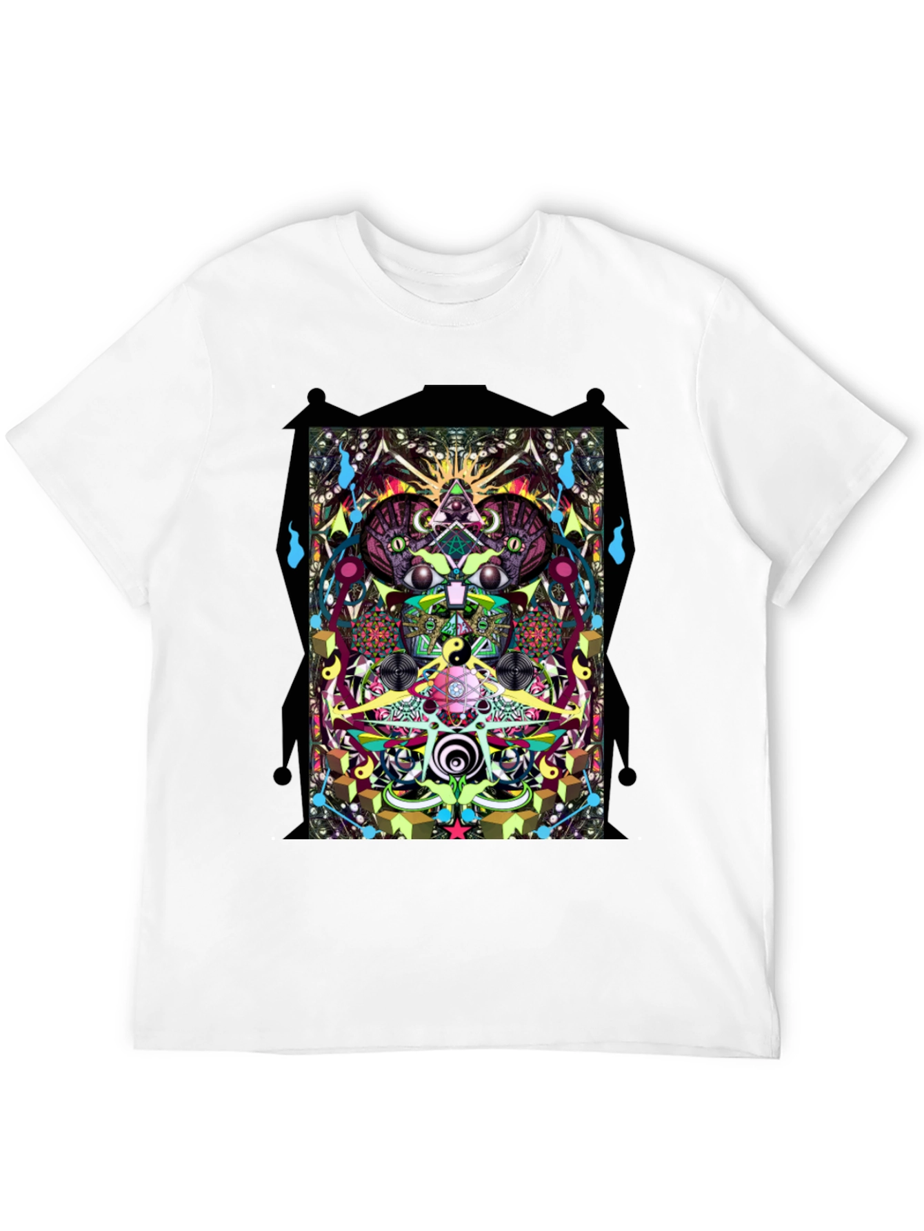 Psychedelic Graphic Print Black T-Shirt