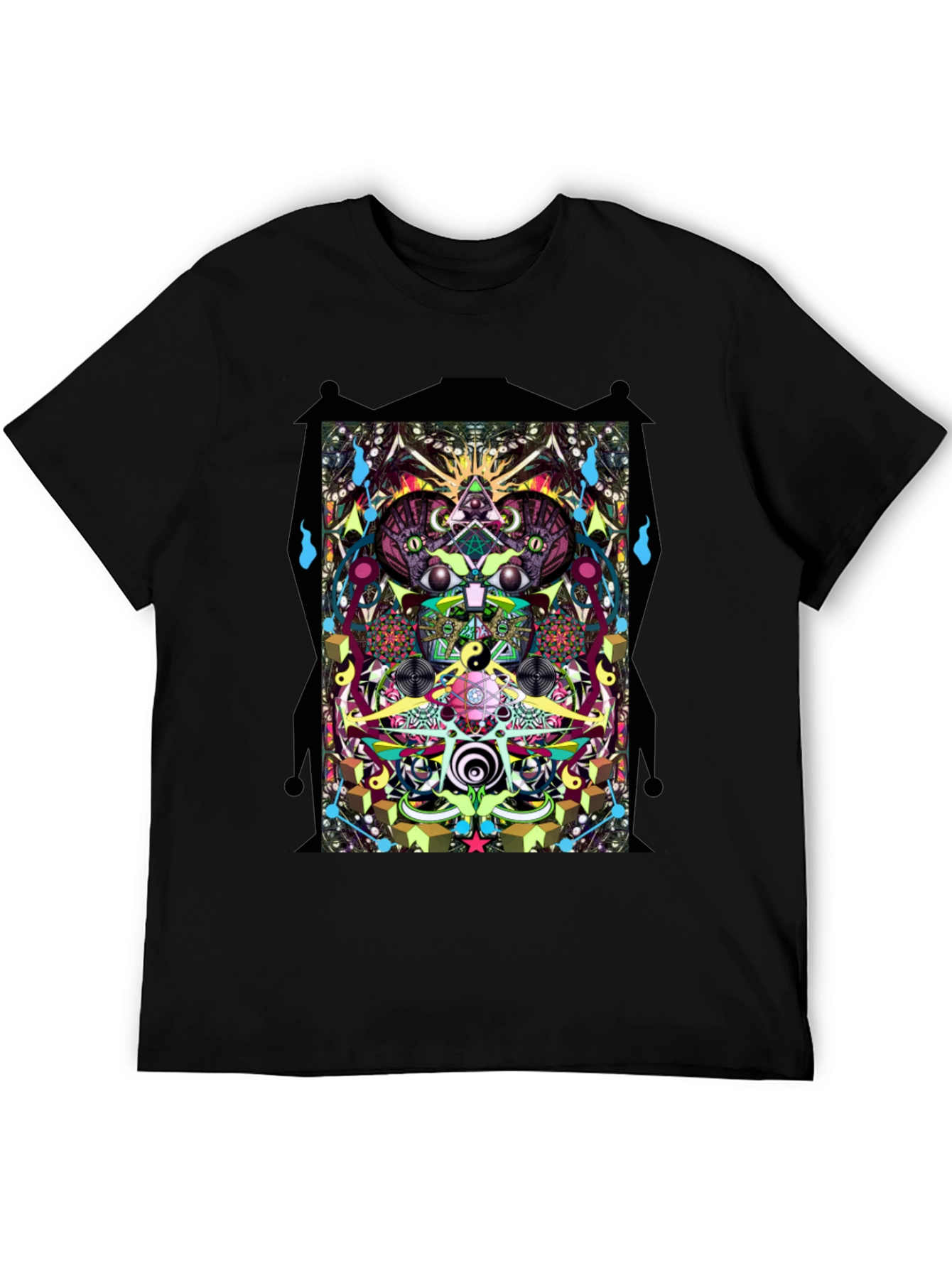 Psychedelic Graphic Print Black T-Shirt