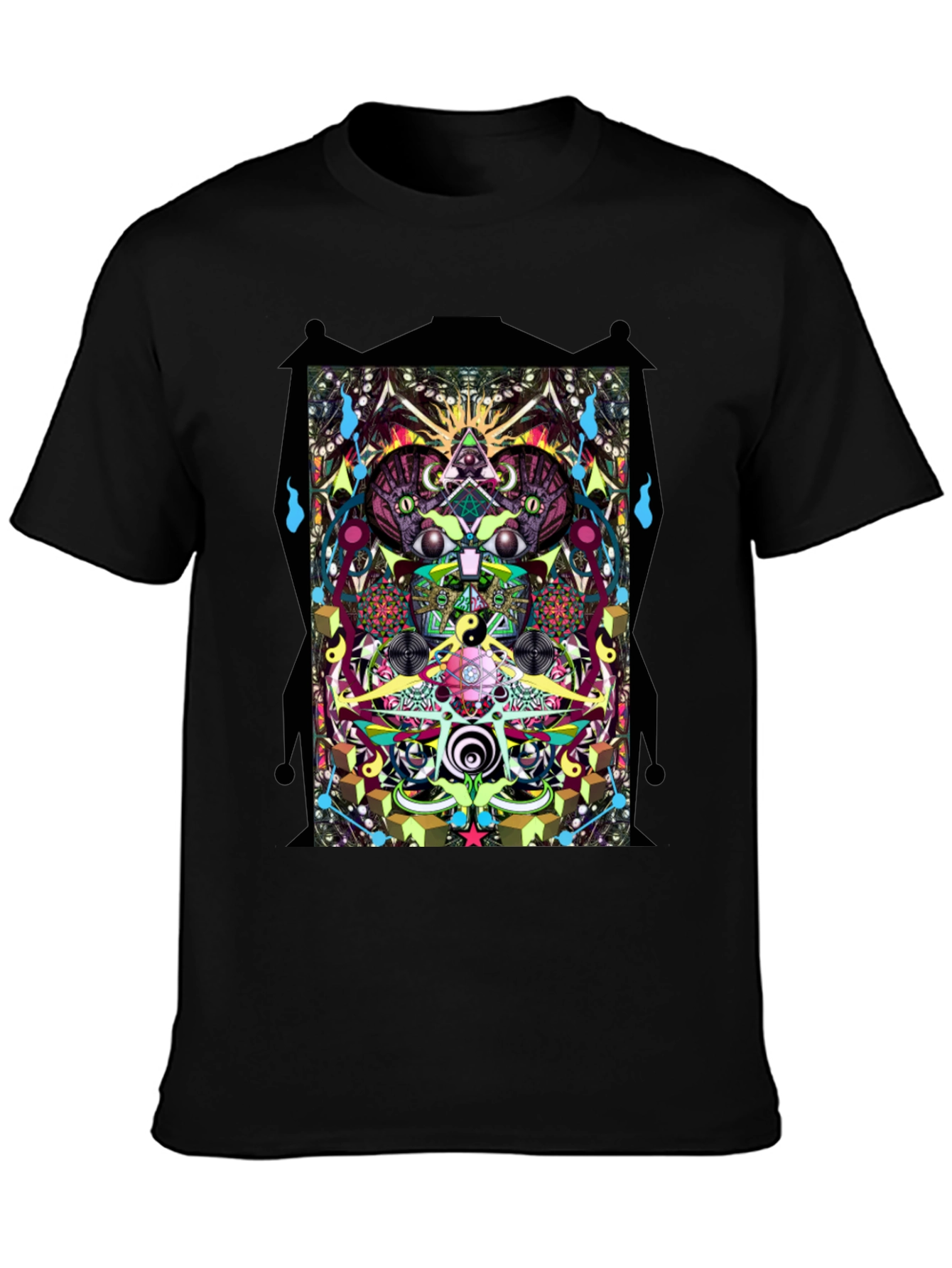 Psychedelic Graphic Print Black T-Shirt