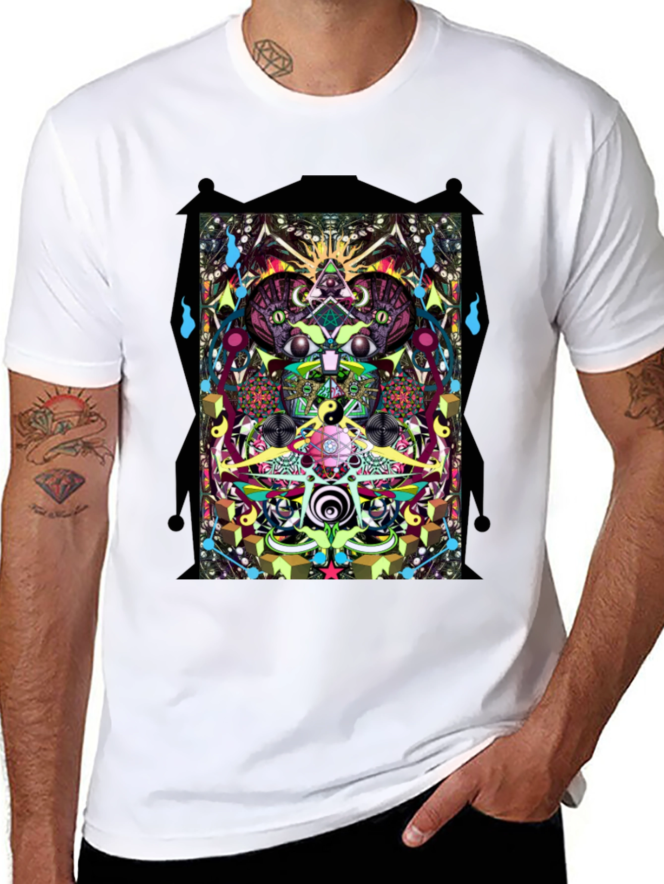 Psychedelic Graphic Print Black T-Shirt