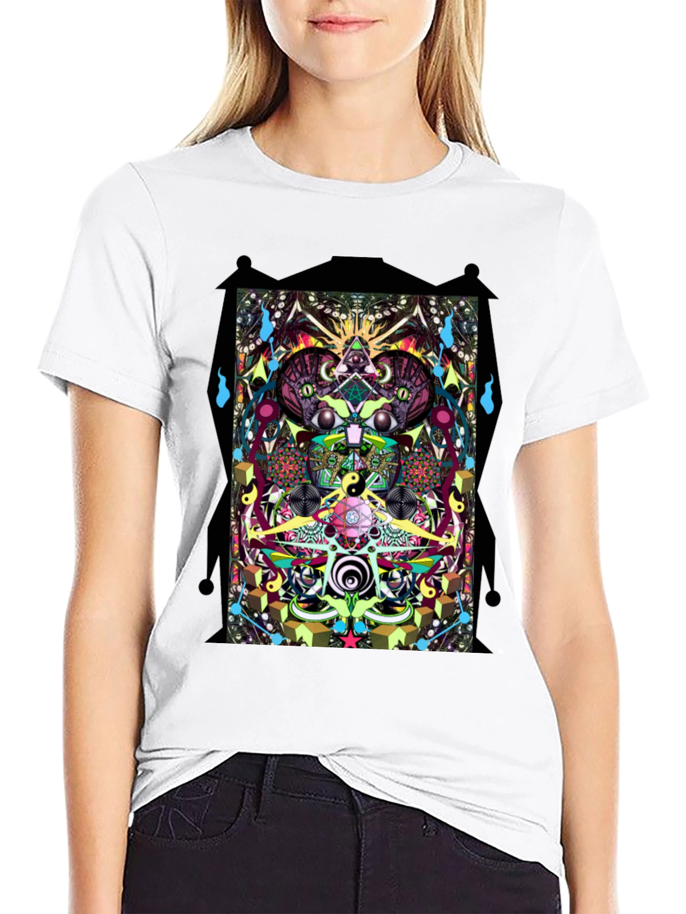 Psychedelic Graphic Print Black T-Shirt