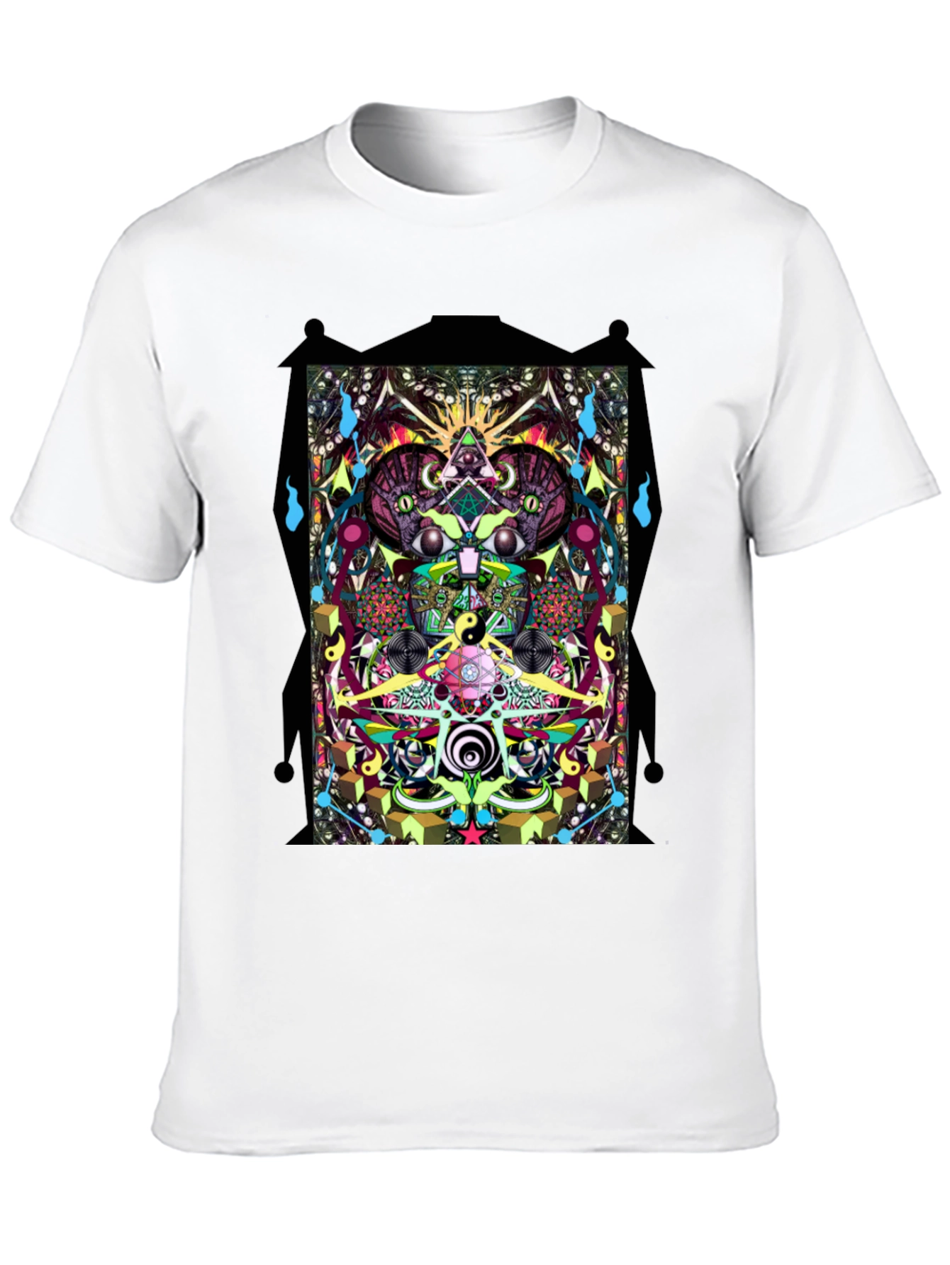 Psychedelic Graphic Print Black T-Shirt