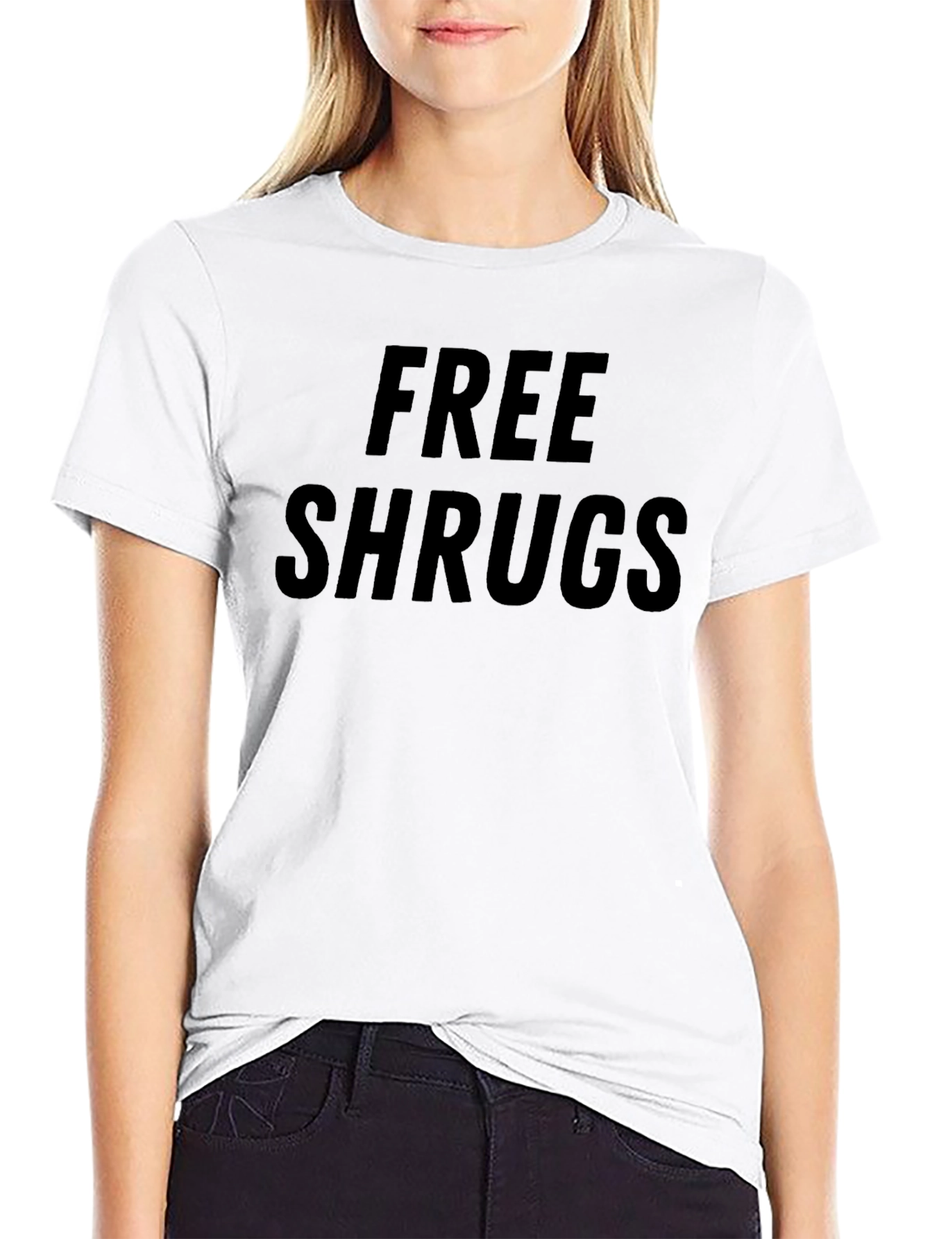 Free Shrugs Graphic Tee - Black Casual T-Shirt
