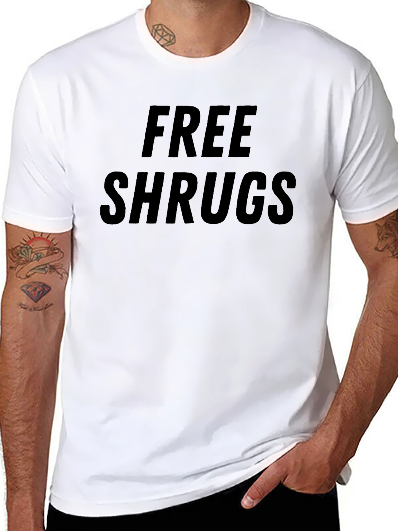 Free Shrugs Graphic Tee - Black Casual T-Shirt