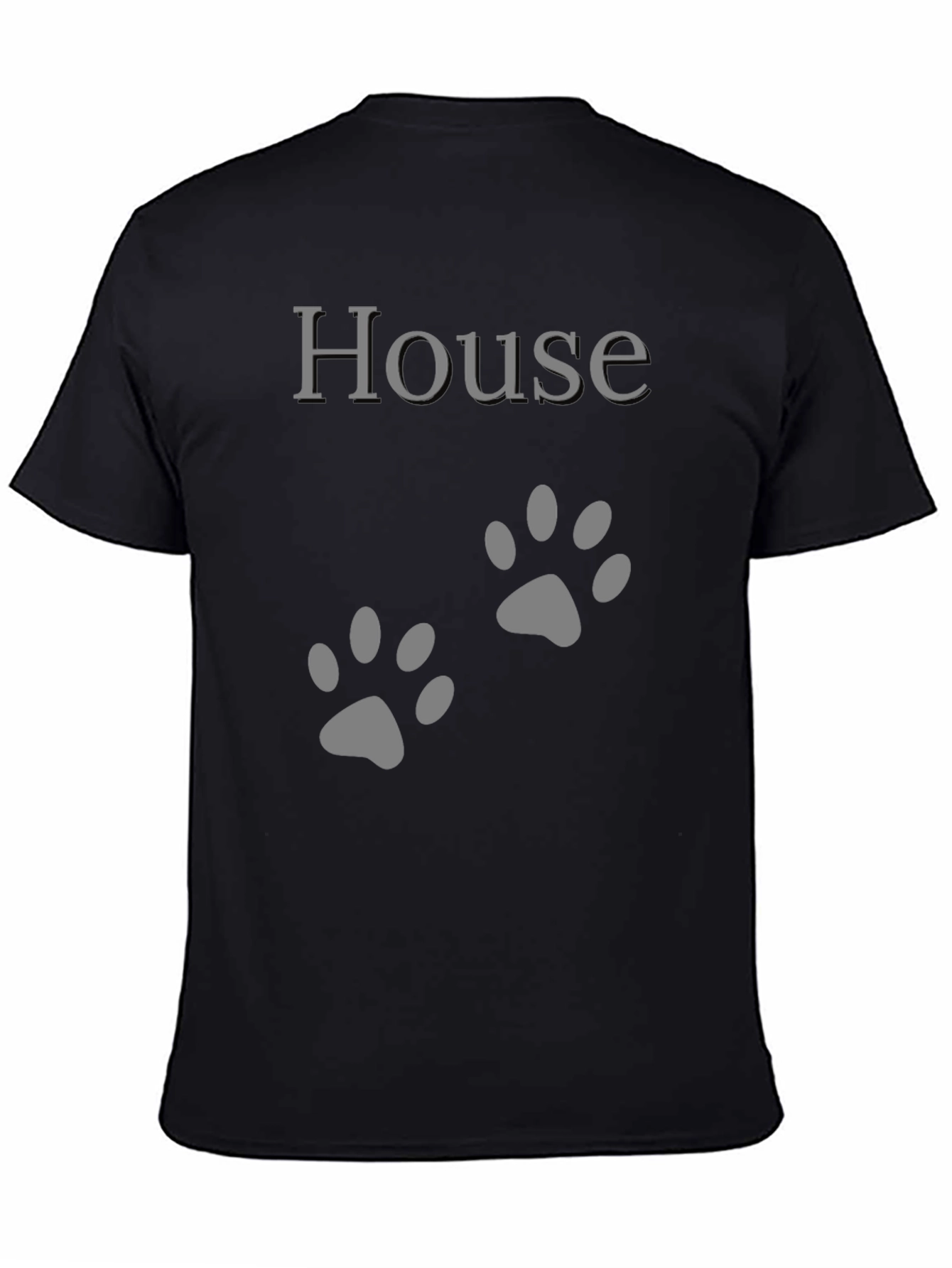 House Paw Print Graphic T-Shirt - Black