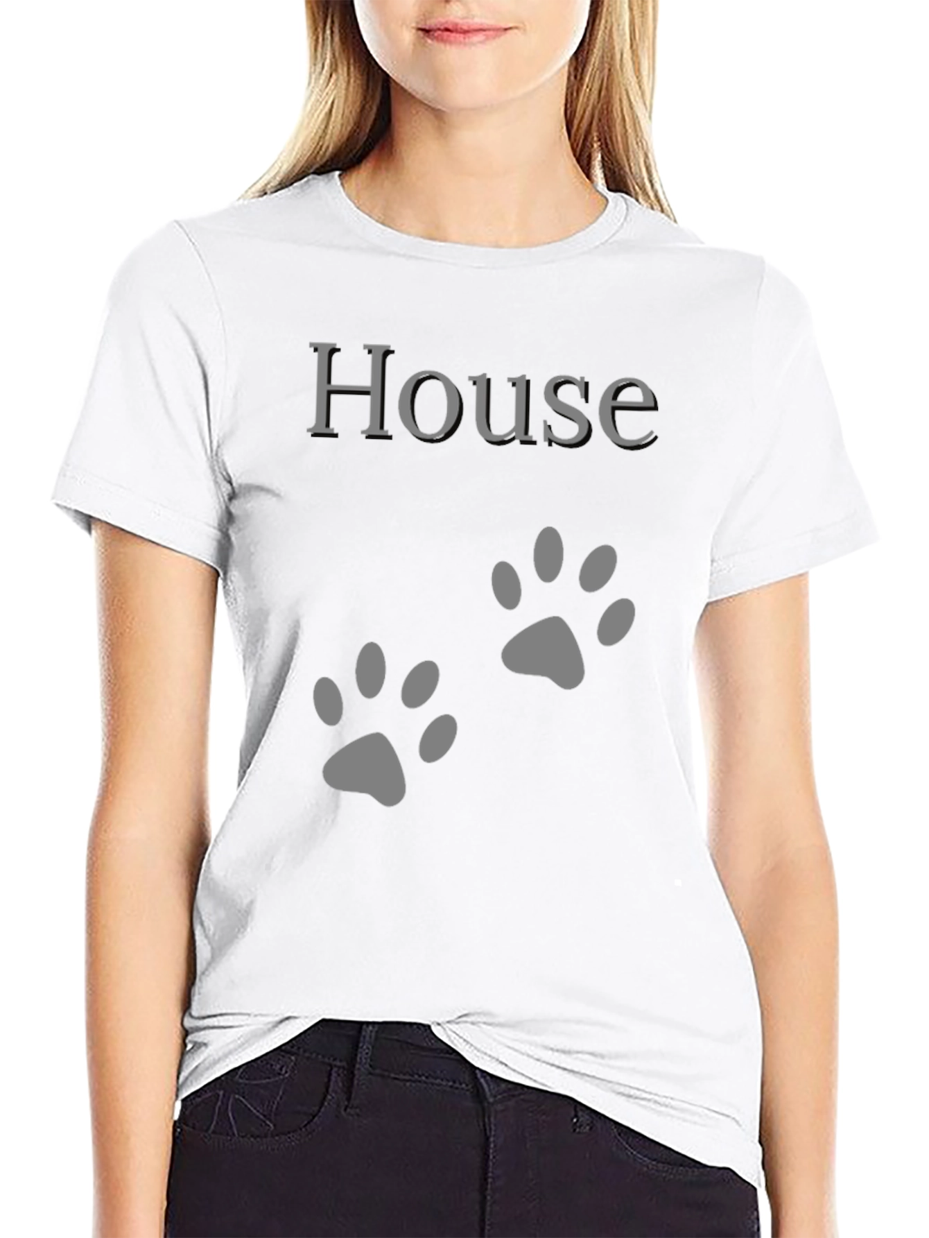 House Paw Print Graphic T-Shirt - Black